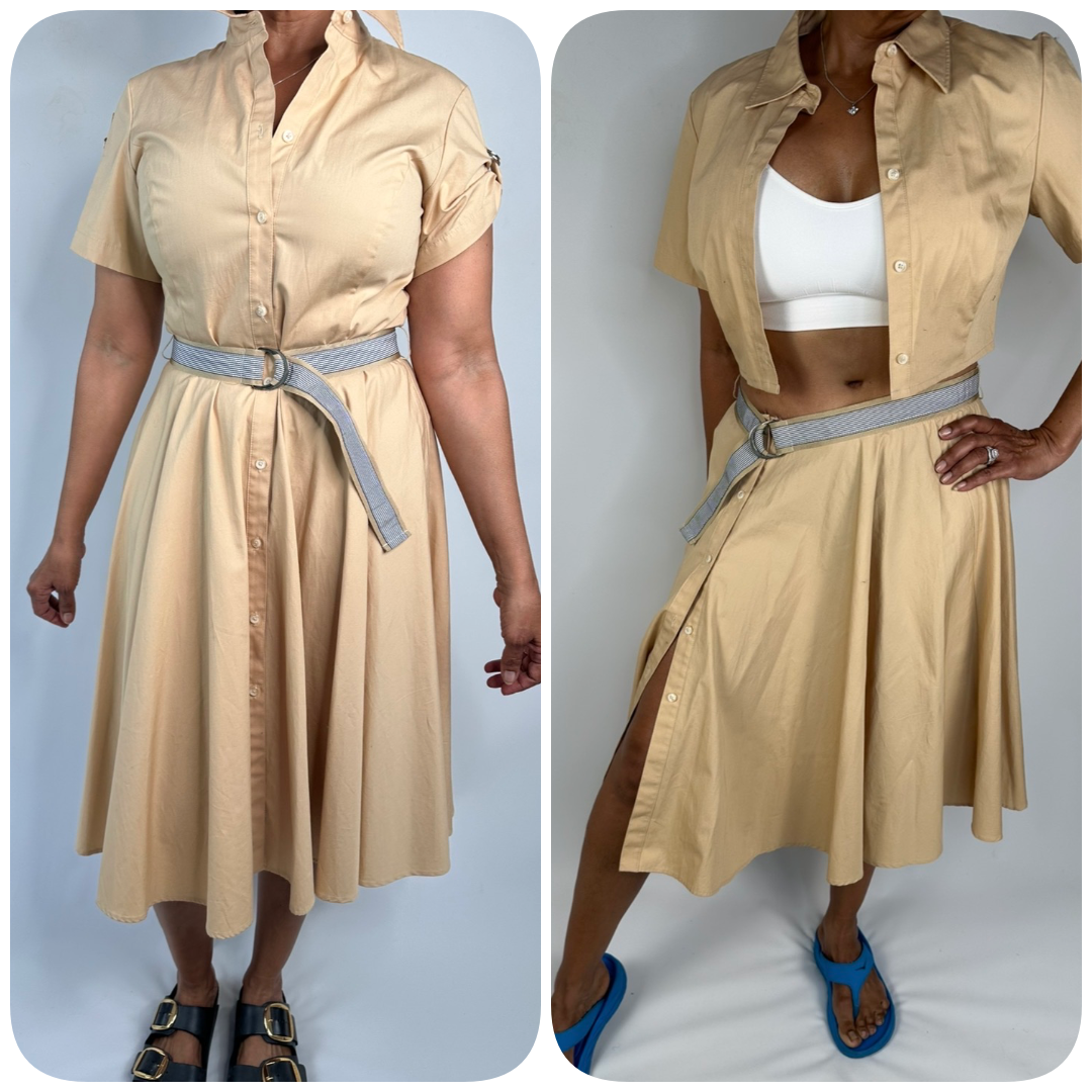 One Piece Dress Redesign Two Set Alterations Separate Hem Top Install Waistband Elastic Skirt Slit