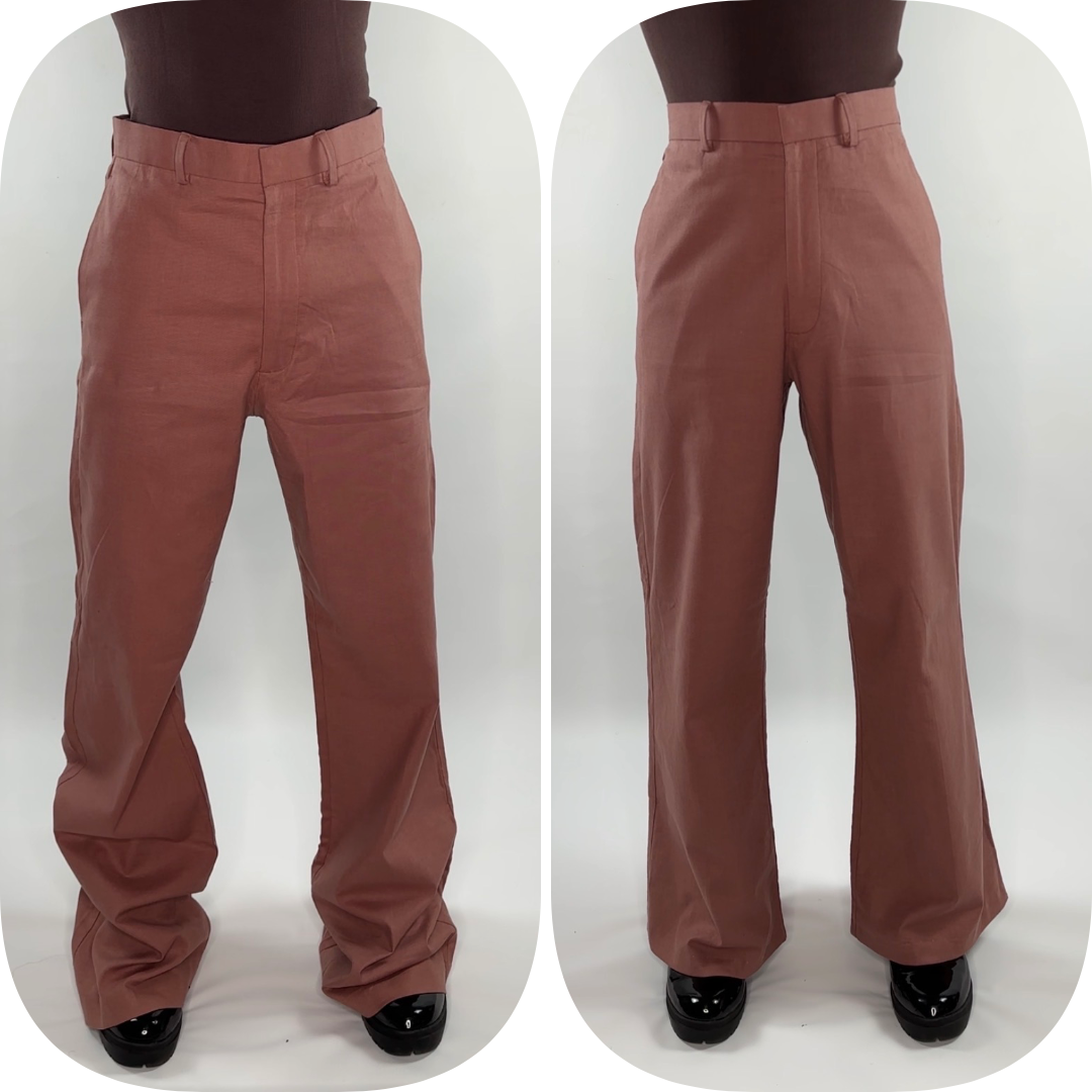 Linen Cotton Flare Pant Trousers Alterations Waistband Take In Seat Take In Bottom Blind Hem