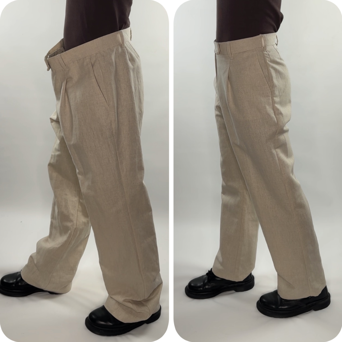 Cotton Linen Straight Leg Pant Trousers Alterations Waistband Leg Circumference Take In Maintain Original Pleats Pockets Bottom Blind Hem