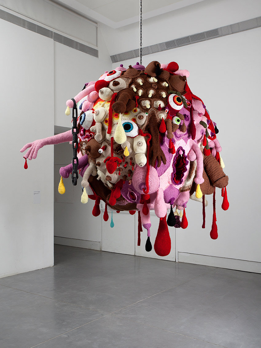 Tumtum, 2012, knitting, Faraday cage, Sound, additional performance, 200x200x200 cm