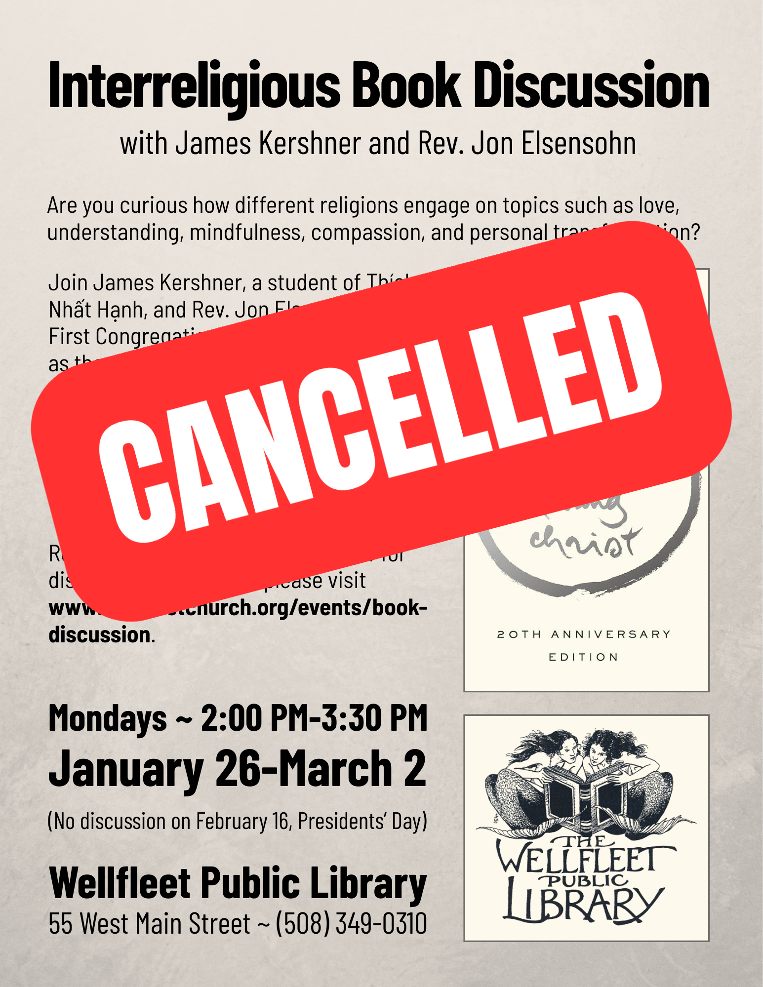 CANCELLED - Interreligious Book Discussion with James Kershner and Rev. Jon Elsensohn