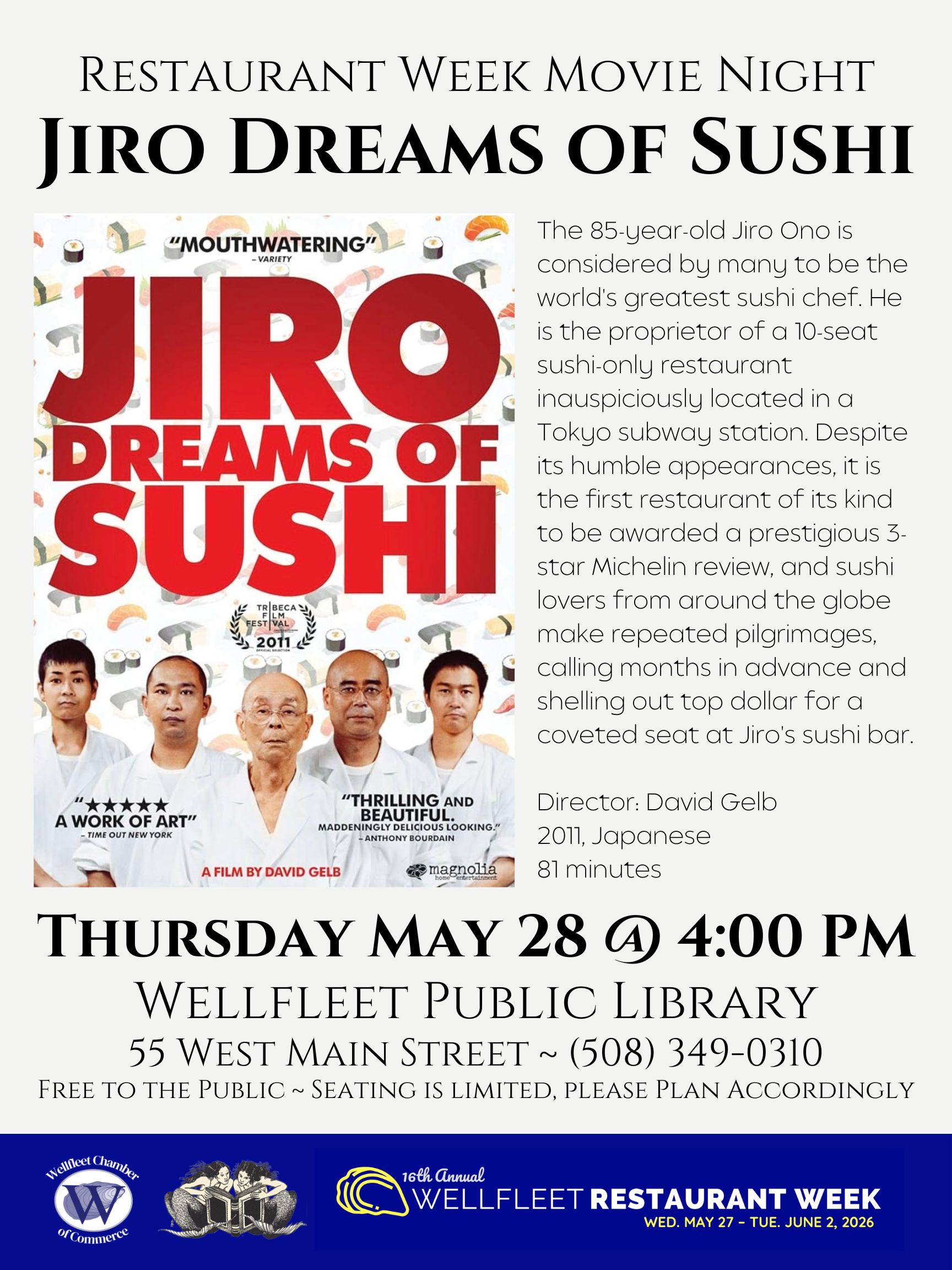 Restaurant Week Movie Night: Jiro Dreams of Sushi (2011)