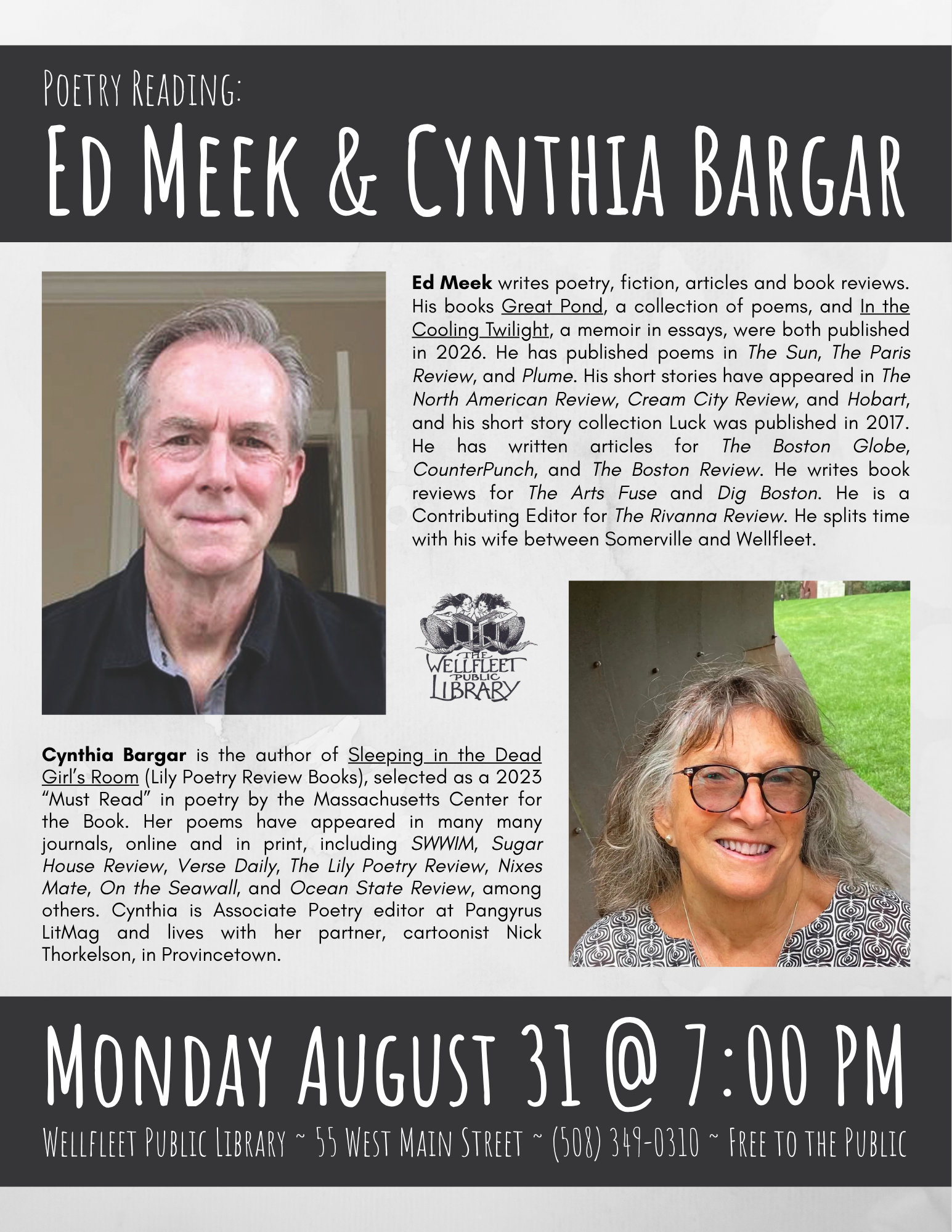 Poetry Reading: Ed Meek and Cynthia Bargar