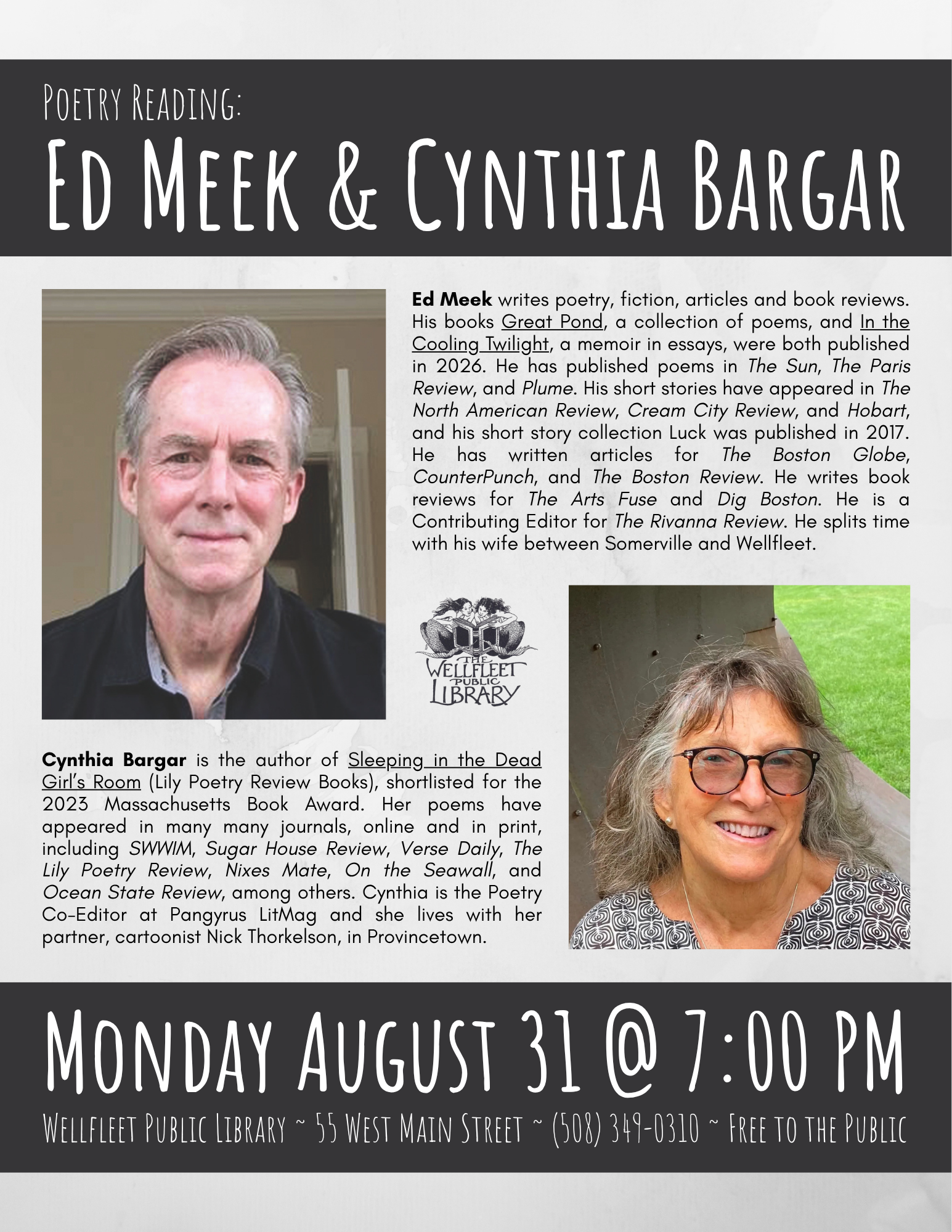 Poetry Reading: Ed Meek and Cynthia Bargar