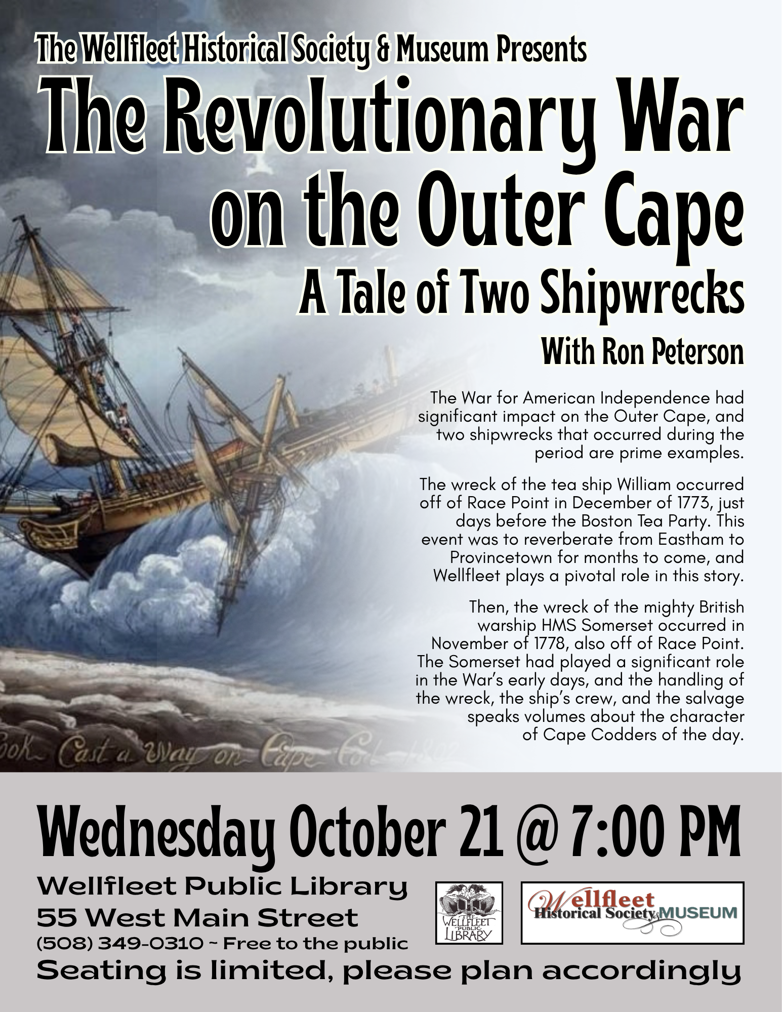 The Wellfleet Historical Society &amp; Museum Speaker Series: "The Revolutionary War on the Outer Cape" with Ron Peterson