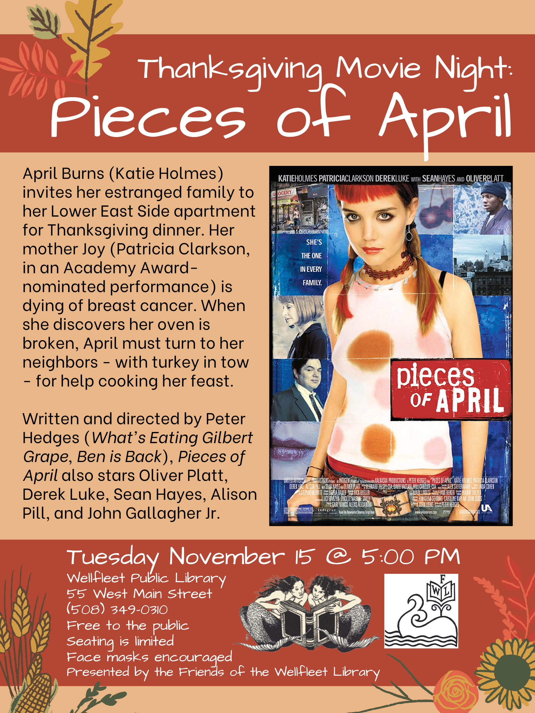Thanksgiving Movie Night: Pieces of April — Wellfleet Public Library
