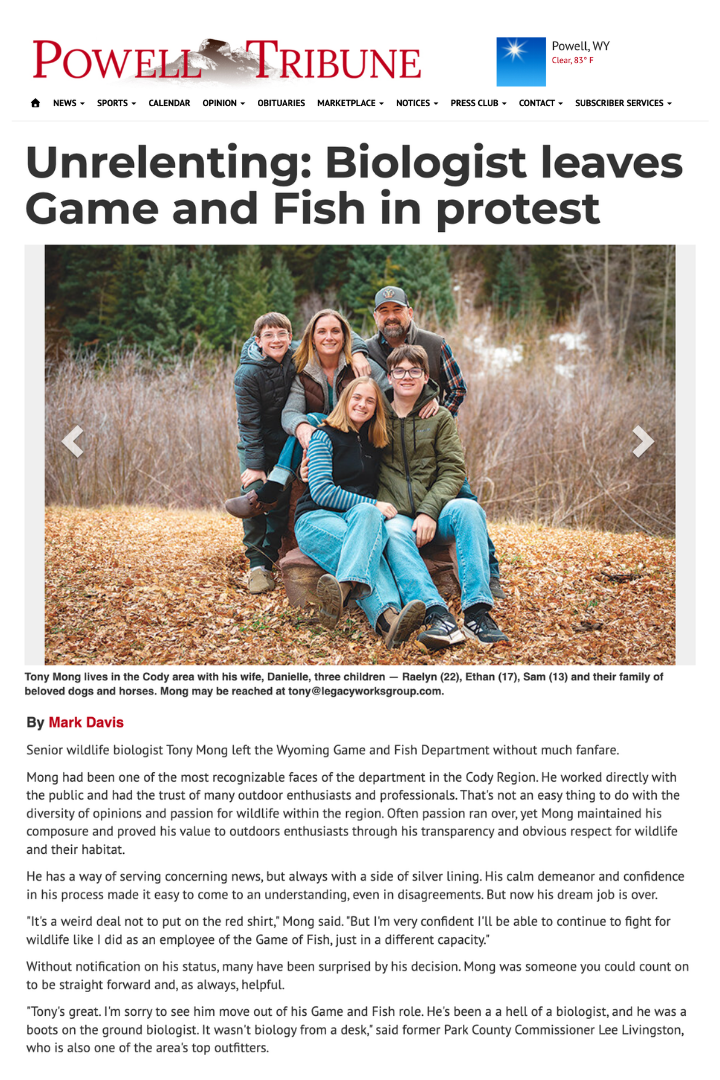 Unrelenting: Biologist leaves game and Fish in protest