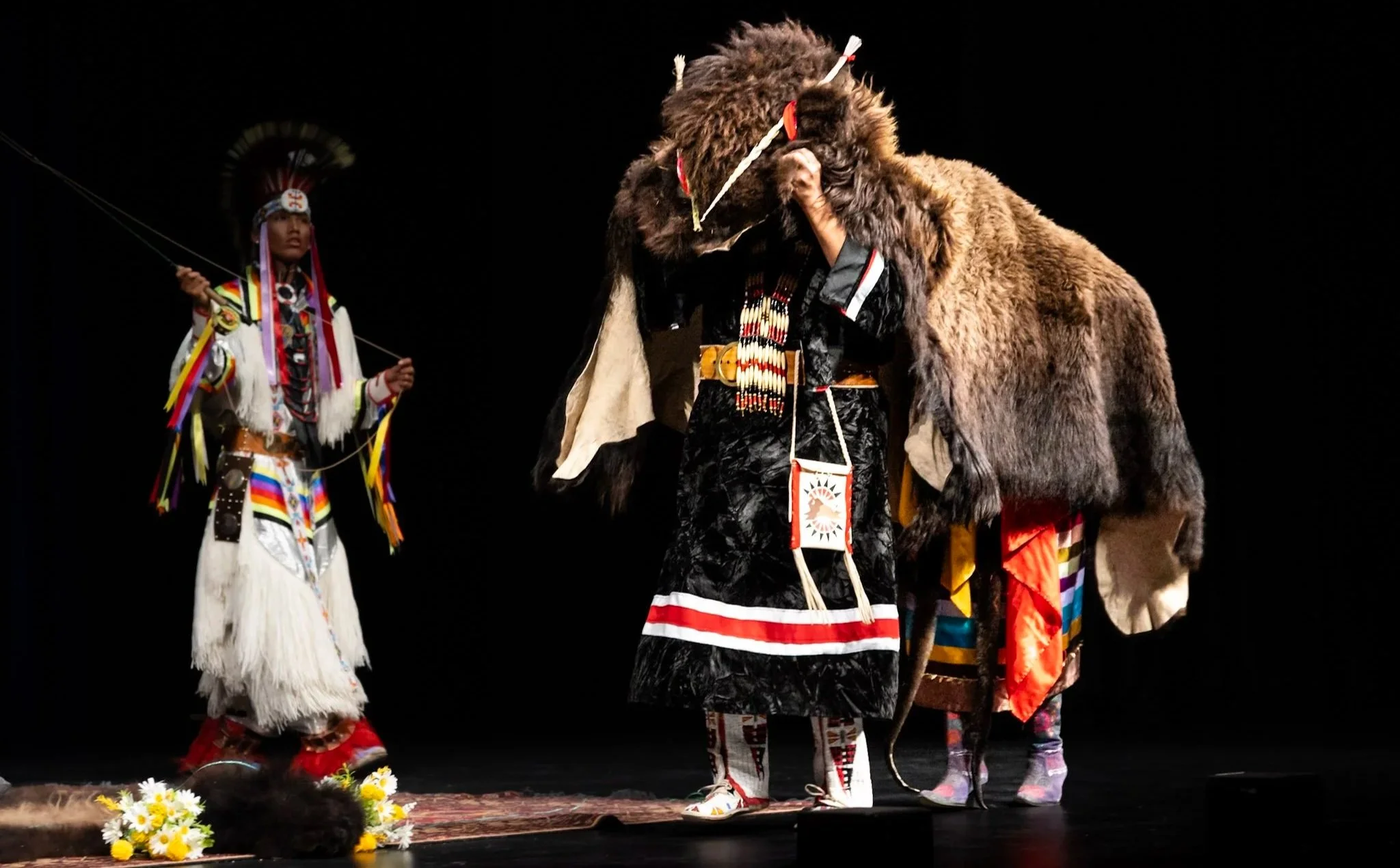 Patti Valdes and her family perform, ReMatriate, a cultural performance honoring the buffalo's relationship with the land and people