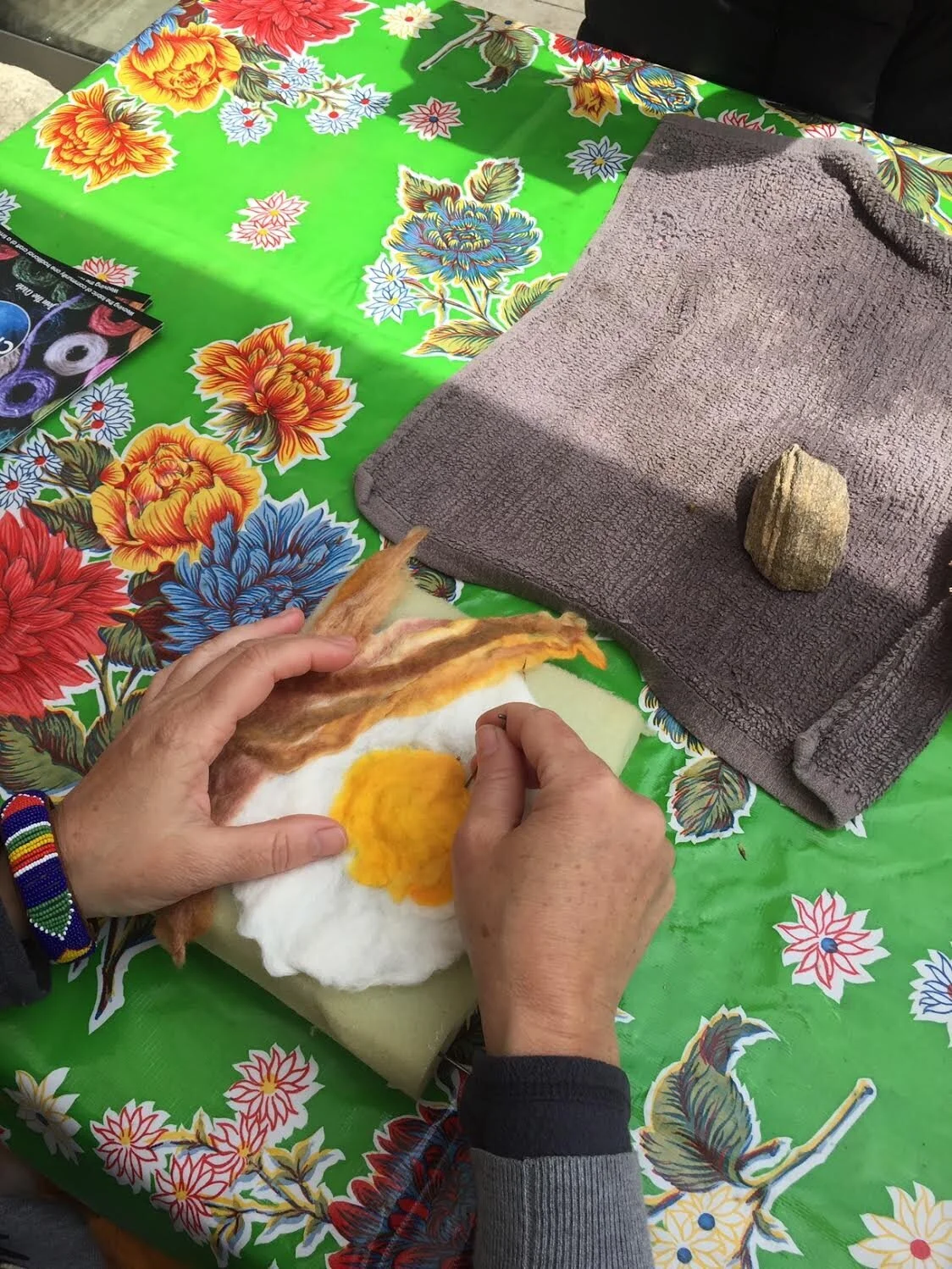 Felted Bacon and Eggs, Rounded Hips