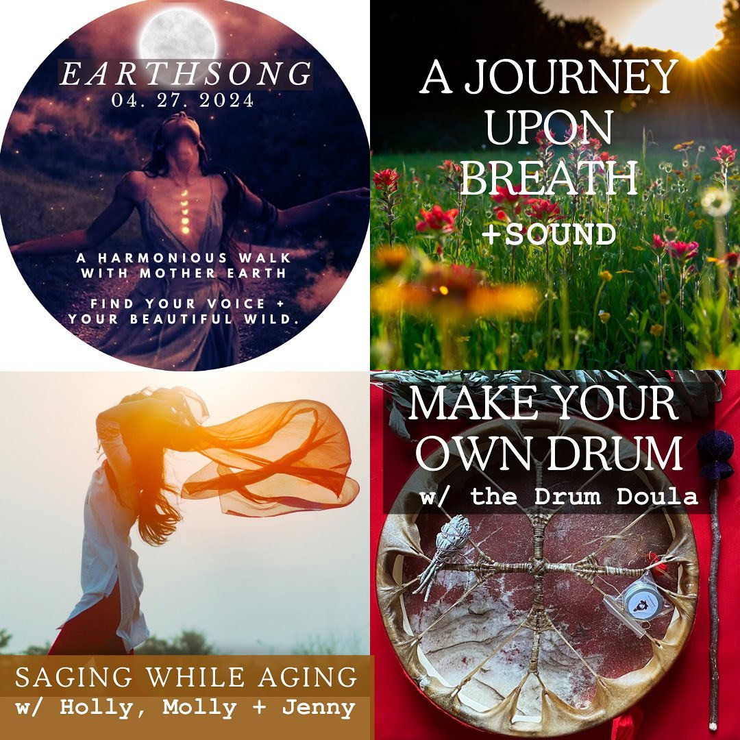 All kinds of amazing offerings happening- including Make Your Own Frame Drum with the Drum Doula this weekend. (Still a few spots!) These are all offered from the heart- ways I know that work to connect, heal and inspire. Go to jennywonderling.com/ev