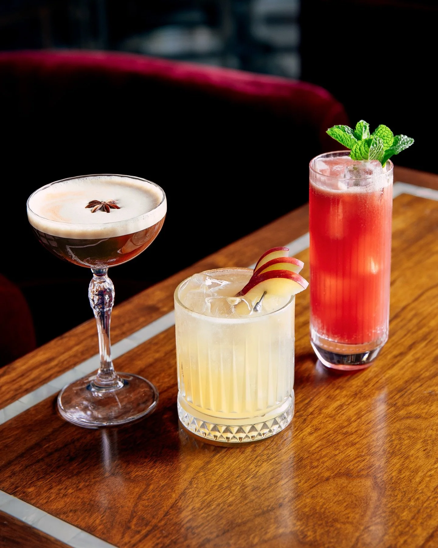 A dusky blend of spices, warmth, and intrigue arrives in our new autumn cocktails.

Savor the sultry notes of Late Night in Mumbai with chai, espresso, and vanilla bean vodka, or let Falling Leaves bring a crisp welcome with apple brandy, rye, spiced