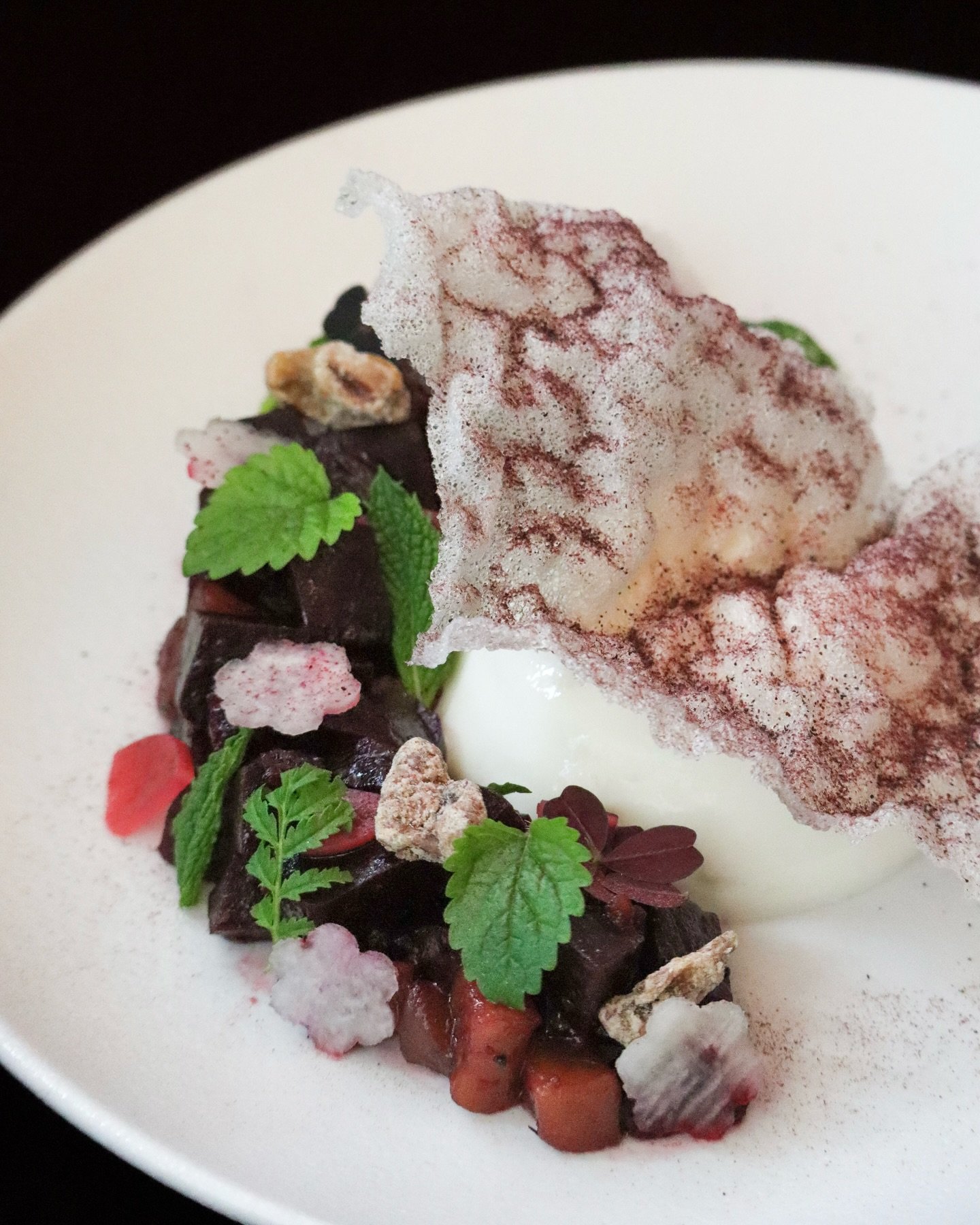 Beet Root Tartare // whipped goat cheese, quince, hibiscus
&nbsp;
Chef de Cuisine Jeremy Dobson intensifies the flavor of a classic beet salad by roasting the star ingredient in our wood fired oven, followed by slow dehydration.

The dish is finished