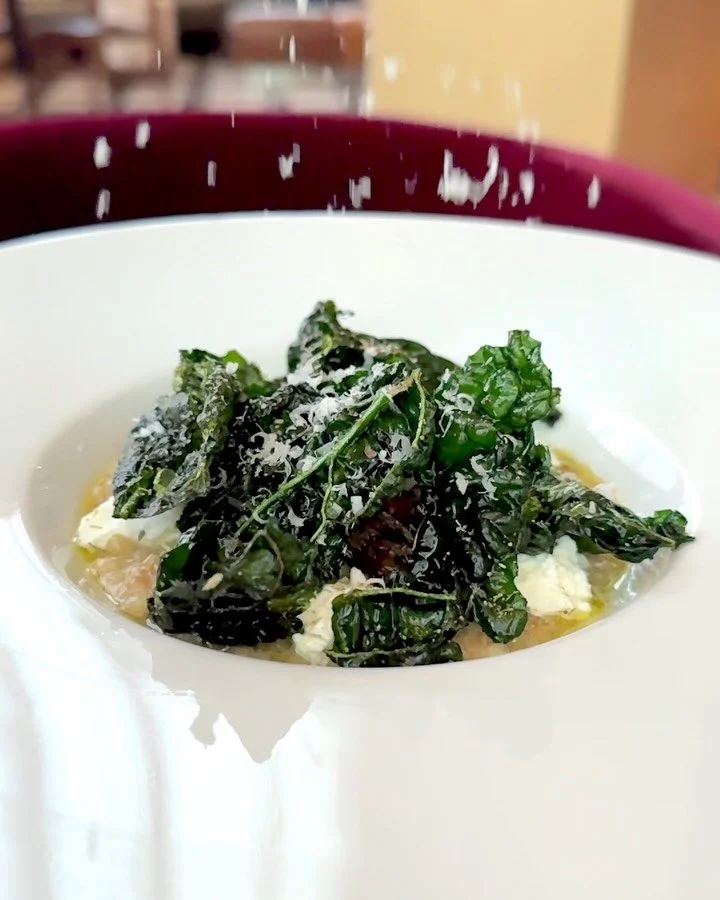 Nutty farro bianco, roasted oyster mushrooms, and creamy ricotta come together in our Farrotto e Funghi, brightened with Meyer lemon and fine herbs.

Finished with a dusting of freshly grated Parmigiano Reggiano, the dish is rich, vibrant, and deeply