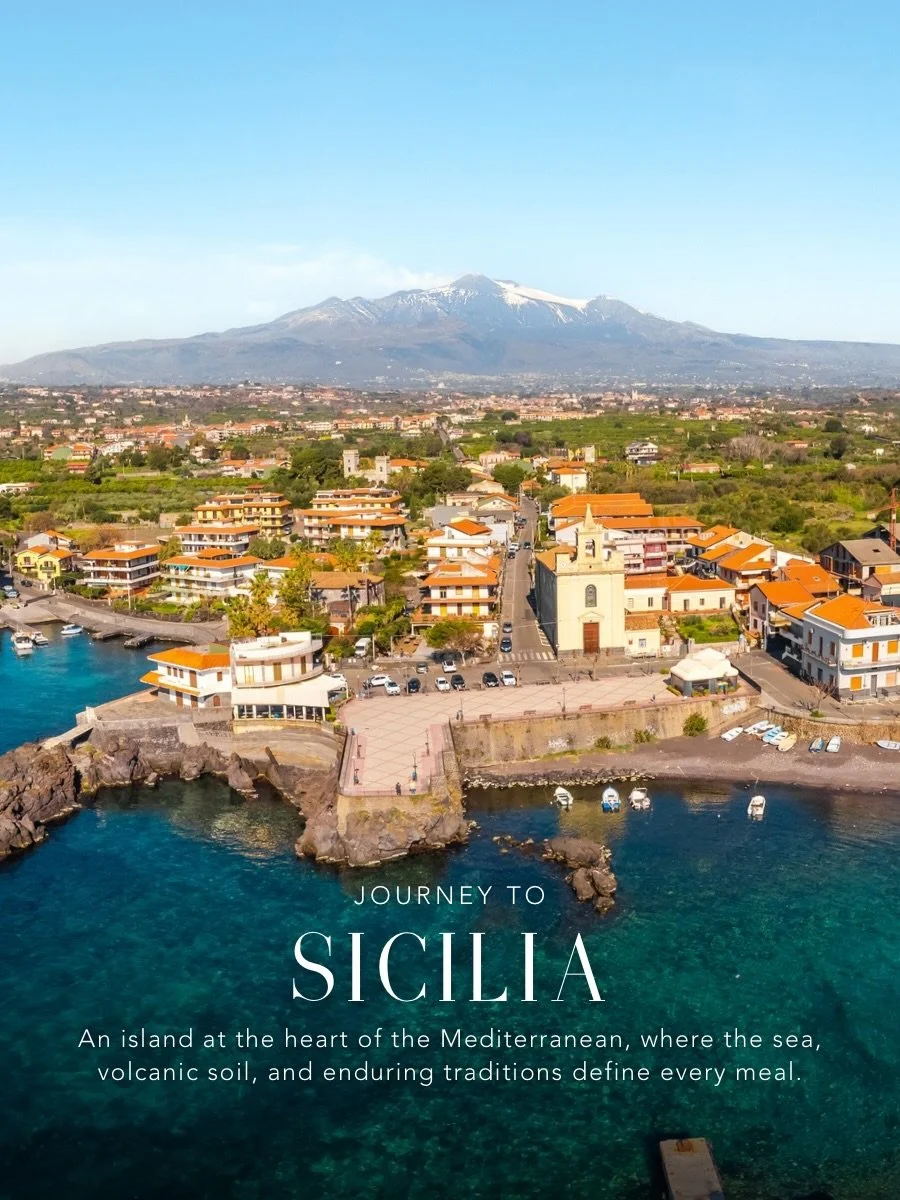 This season, we travel to Sicilia, where volcanic terrain, Mediterranean waters, and centuries of cultural exchange have created one of Italy&rsquo;s most distinctive culinary traditions.

From the slopes of Etna to the surrounding sea, the island&rs