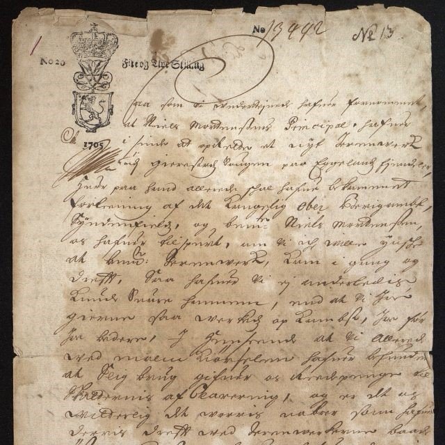 Erklæring-vedrørende-etablering-av-Egeland-Jernverk-datert-oktober-1705-forside kvadrat foto Aama.jpg
