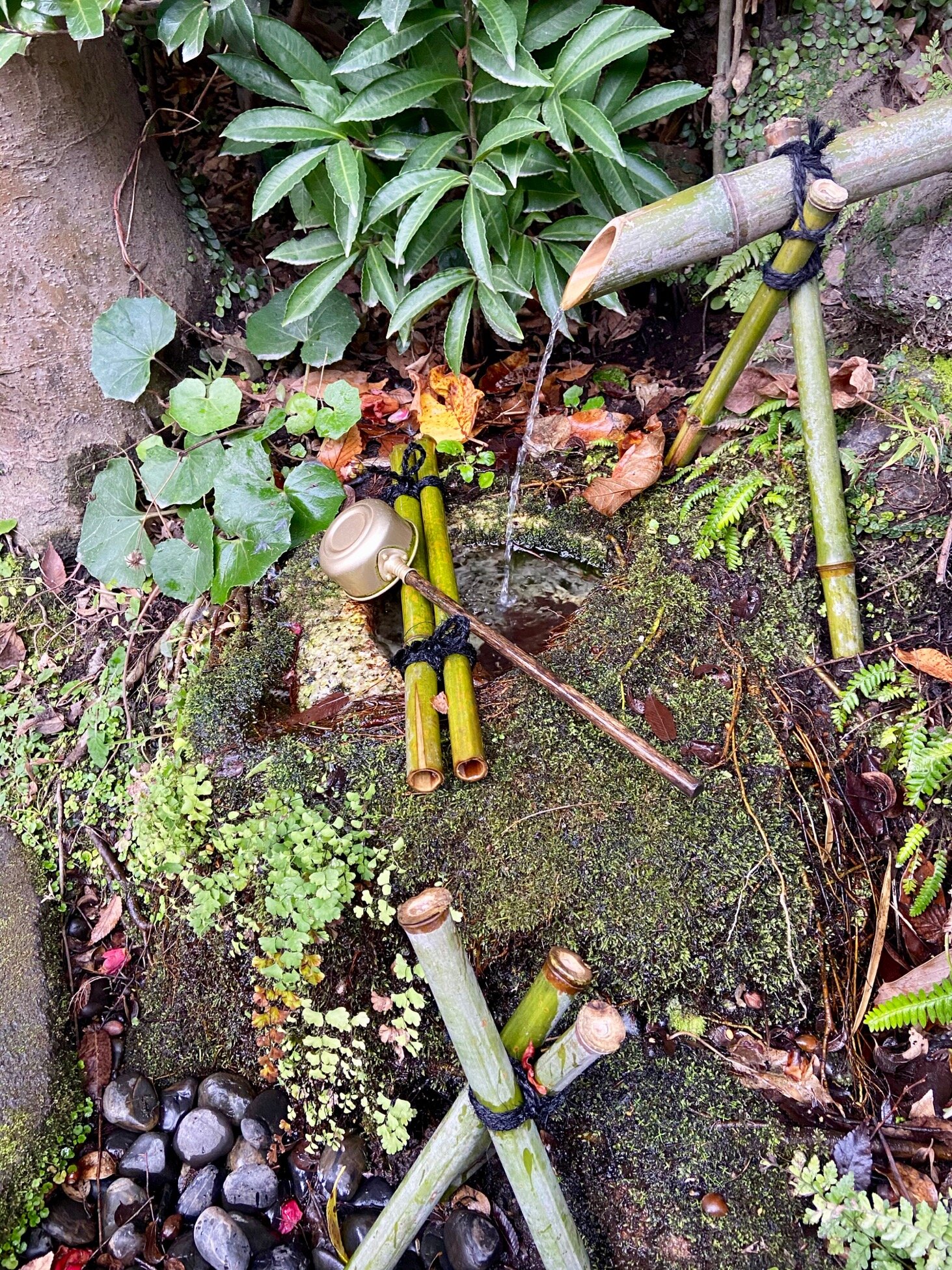 Terukuni Shrine in Kagoshima water fountain and dipper.jpg