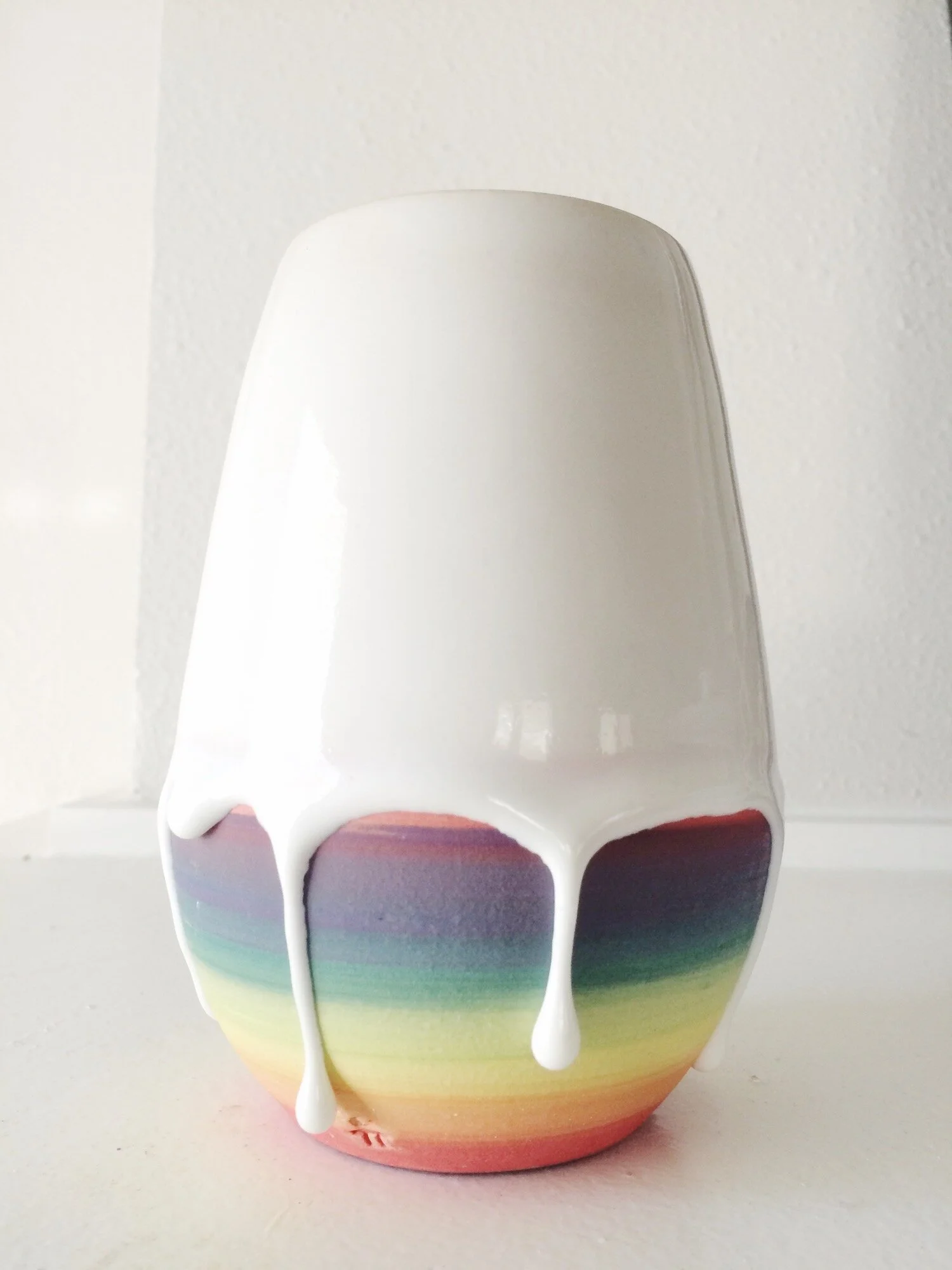 rainbow drip glaze vase