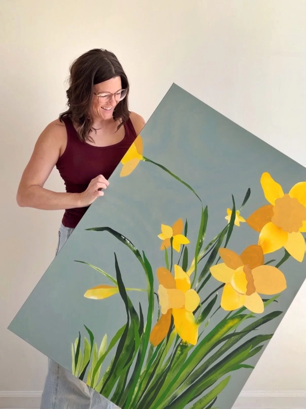 &ldquo;Perspective&rdquo; - favorite daffodil still available - 30x40 inch mixed media - $2200 - AVAILABLE - @wellandwonder