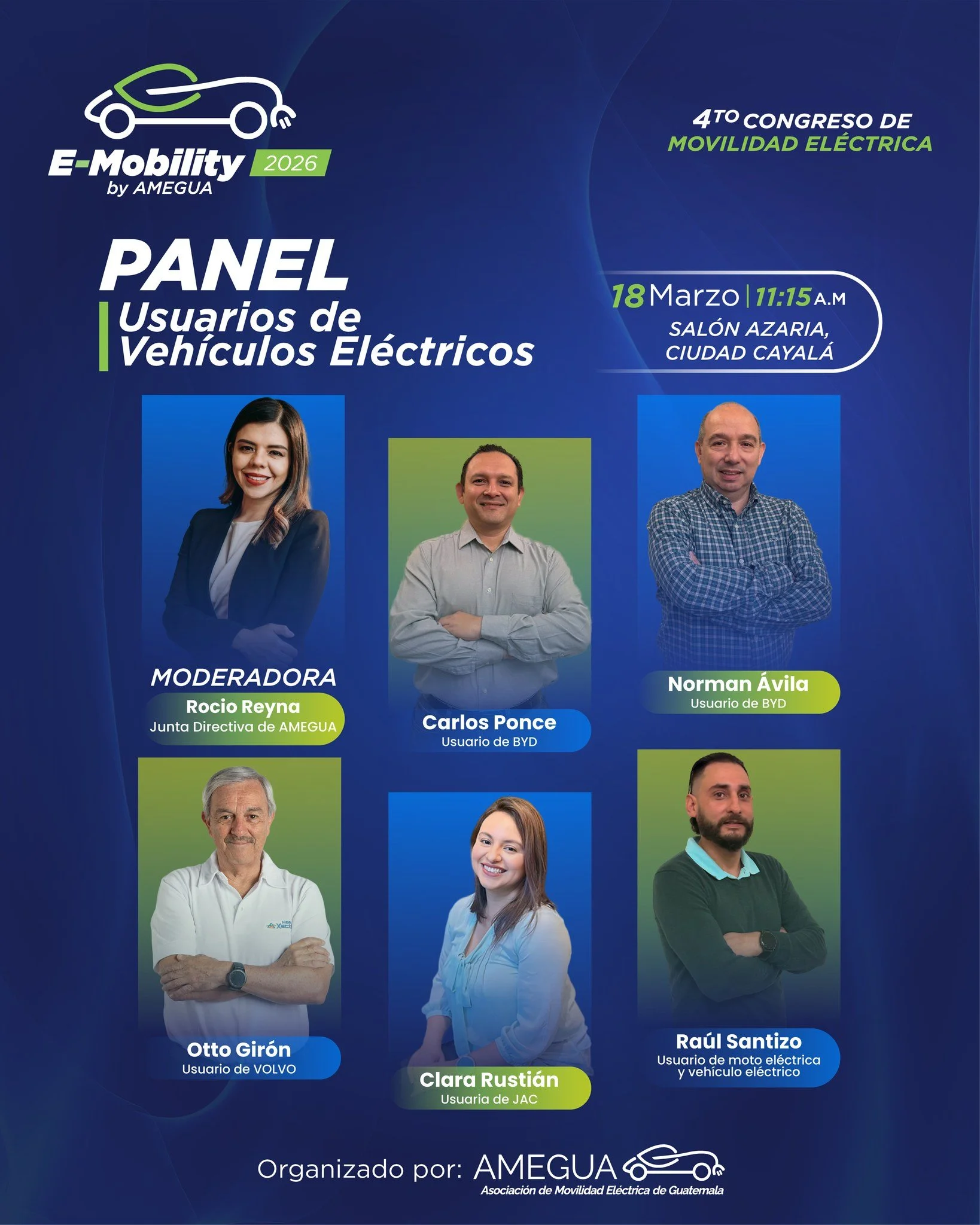 Descubre c&oacute;mo la experiencia real de los usuarios se convierte en el motor que impulsa la era de la movilidad el&eacute;ctrica ⚡🚗

En el marco del 4to Congreso de Movilidad El&eacute;ctrica &ndash; E-Mobility 2026, te invitamos al panel: Usua