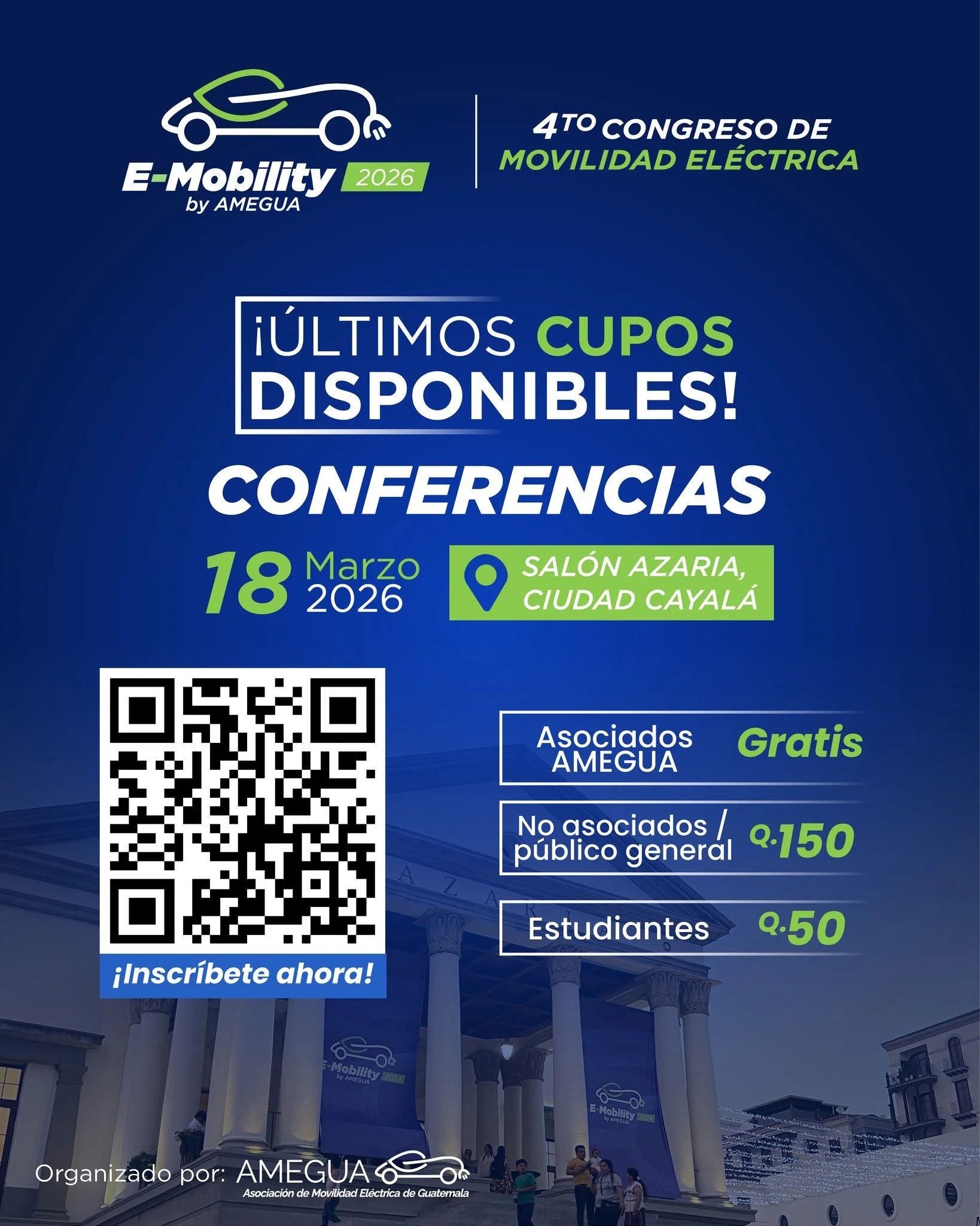 ⚡ &iexcl;&Uacute;ltimos cupos disponibles!

No te quedes fuera de las conferencias del E-Mobility 2026, el espacio donde expertos nacionales e internacionales compartir&aacute;n ideas, experiencias e innovaciones que est&aacute;n impulsando el futuro