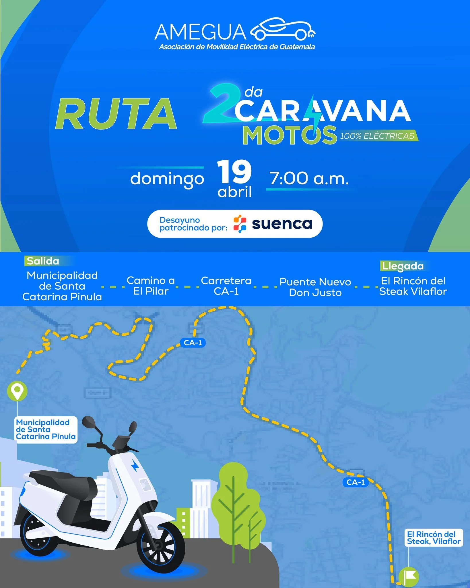 ⚡🏍️ &iexcl;La energ&iacute;a se mueve contigo!

Descubre la ruta de la 2da Caravana de Motos 100% El&eacute;ctricas y prep&aacute;rate para vivir una experiencia &uacute;nica sobre dos ruedas ⚡🌱

Domingo 19 de abril | 7:00 a.m.
📍 Salida: Municipal