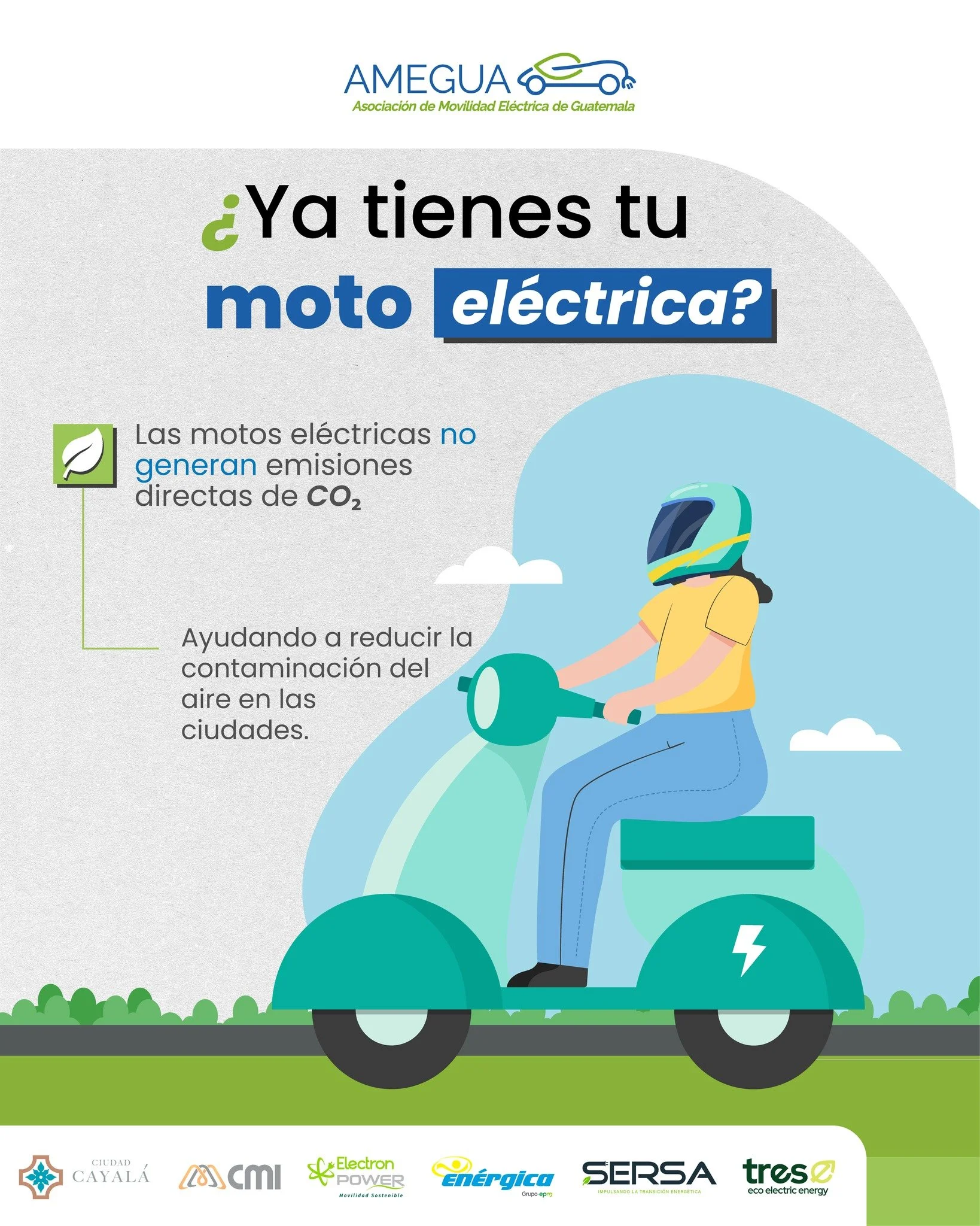 &iquest;Ya diste el paso hacia una movilidad m&aacute;s limpia? ⚡️
Las motos el&eacute;ctricas no generan emisiones directas de CO₂ 🌱 y ayudan a mejorar el aire que respiramos en nuestras ciudades.

Es momento de moverte diferente.

&iquest;Ya forma