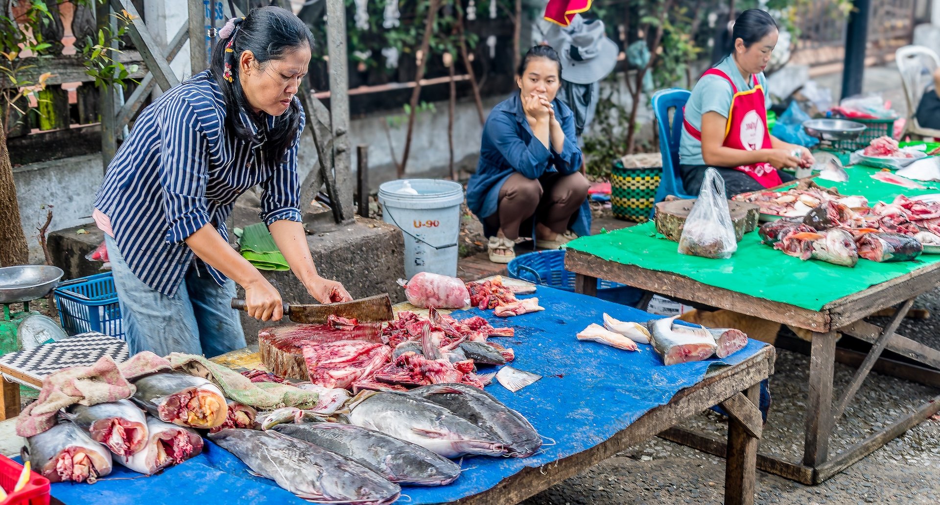 Local street market early morning 
