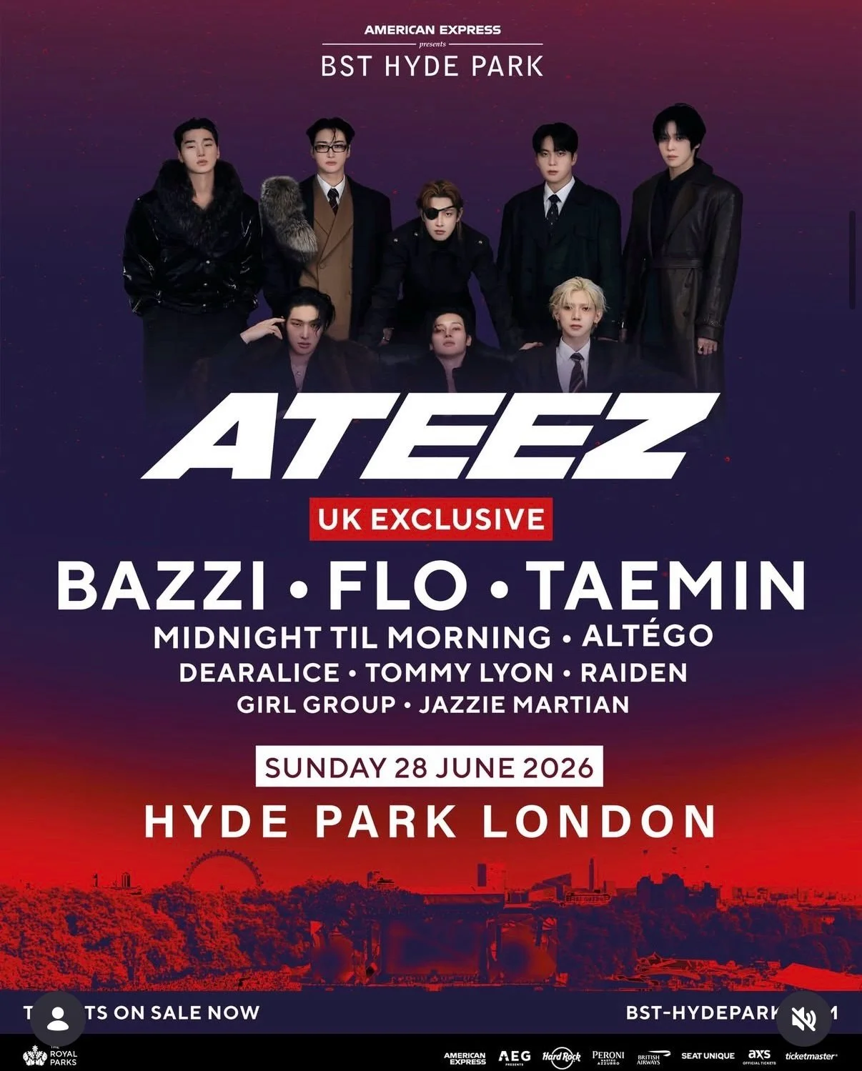 Out here with @bazzi to play @bsthydepark in London tomorrow! So great to play together again alongside my dear friend and amazing musician @sampomanti 
#bazzi #hydeparklondon #bsthydepark #drums