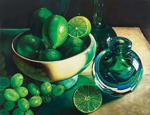 &ldquo;Anahata #1&rdquo;
3&rsquo;x4&rsquo; Oil on Masonite
.
.
.
#fruit #glass #stilllife #stilllifepainting #painting #fabric #colorful #green #limes #lime #grapes #greengrapes #oilpainting #oil #largepainting #artforthehome #wallart #fineart #finea