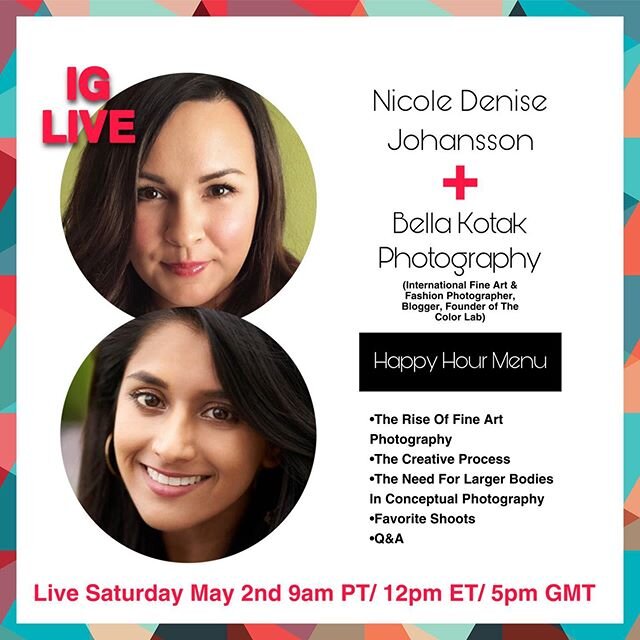 ☕️ Happy Hour Live ☕️
-
The International Fine Art Photographer, @bellakotak , will be joining me for Happy Hour from across the pond Saturday, May 2nd @9am PT/12pm ET/ 5pm GMT!! I cannot get over how elaborate and otherworldly her work is!!! 😭 We&r