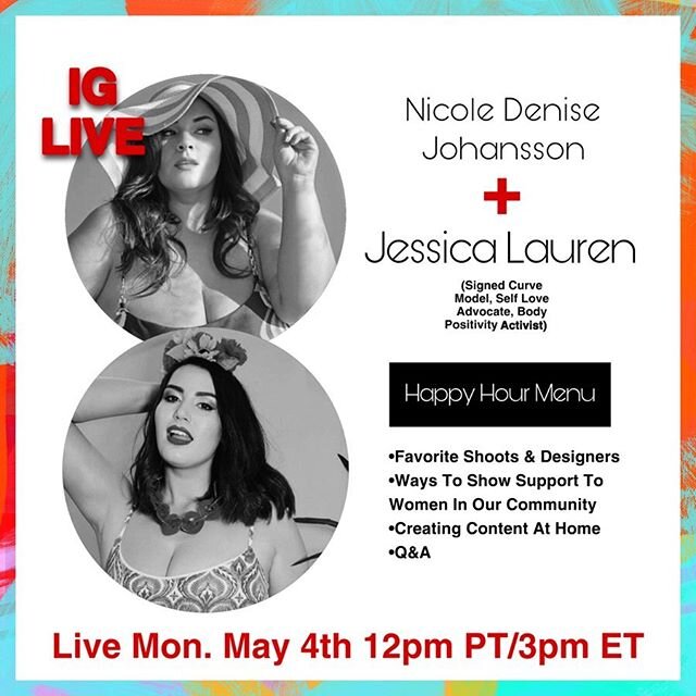 💃🏻 Happy Hour Live💃🏻
-
@jessicalaurencurve and I will be meeting up for an early HAPPY HOUR at 12pm PT/3pm ET, Mon. May 4th! Can&rsquo;t wait to hear about her journey of Self Love and share ways to show support to women in our community!! Hope t