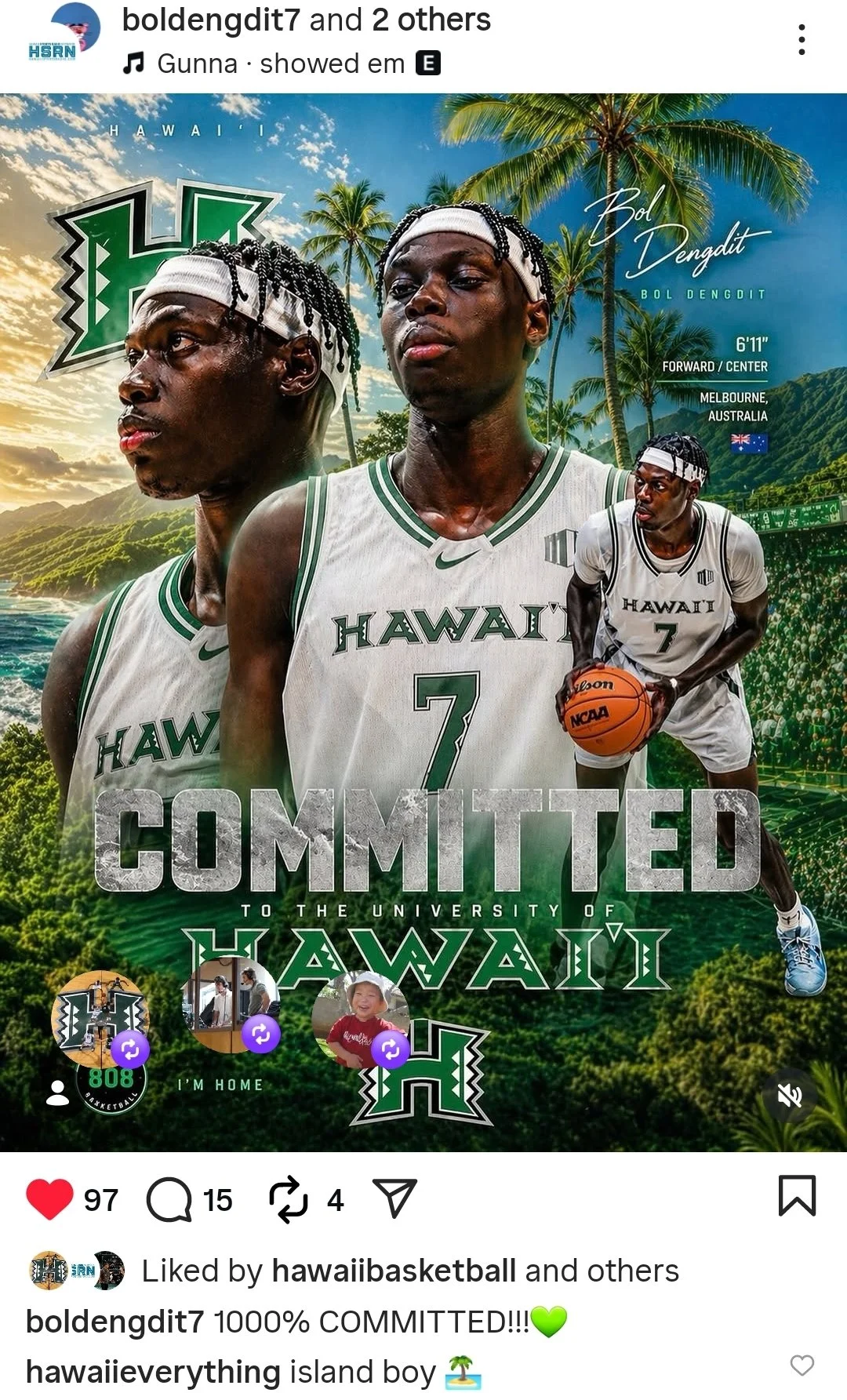 Bol Dengdit chooses Hawaiʻi for 2026-27 season