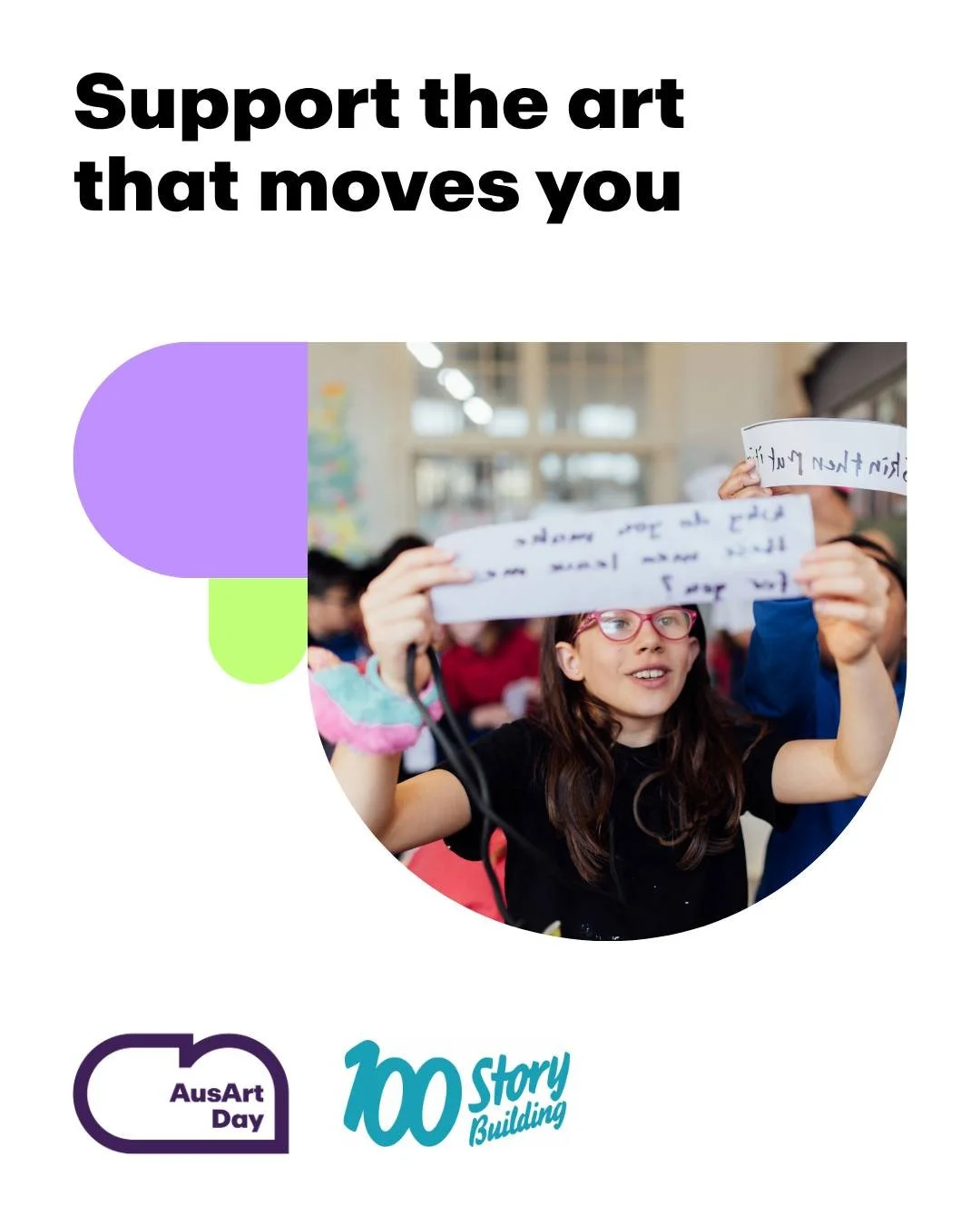 Only 3 days to go until AusArts Giving Day!

Your donation will bring artists and authors into classrooms, provide free and low-cost programs, and give young people, especially those facing disadvantage, the chance to belong and be heard.
Together, w