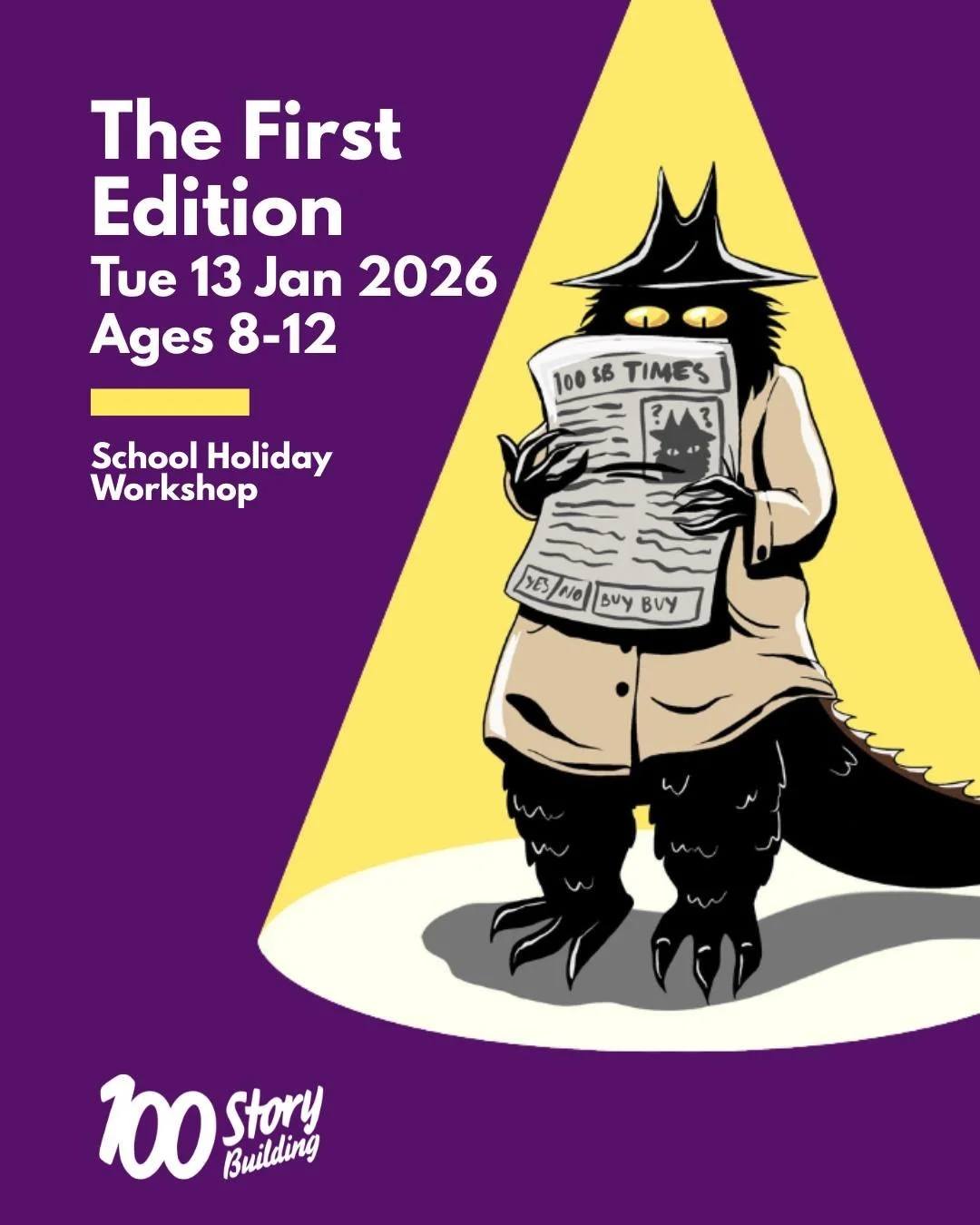 Spend the school holidays at 100 Story Building! The First Edition is a calm, hands-on workshop for young storytellers who enjoy a quieter, creative experience.

Participants become investigative journalists uncovering mysterious creatures and create