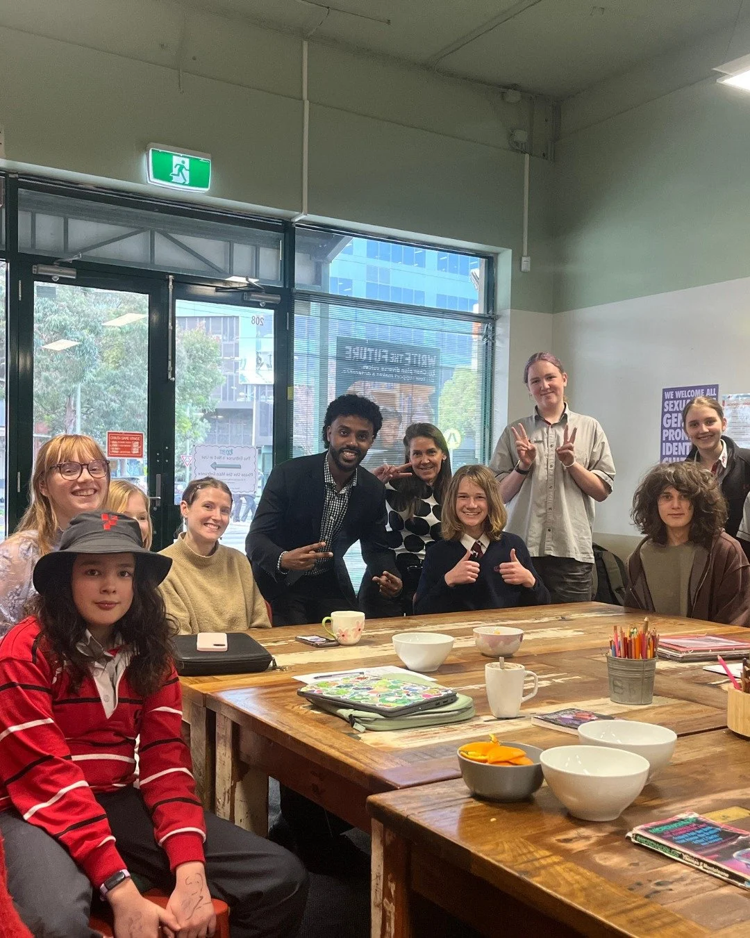We love a drop in - especially when it's from @mayor_mohamed_semra 
Our teen group noticed the Mayor walking past our building and wanted to say 'hi', so he popped in and answered a couple questions about what his experience has been and challenges o