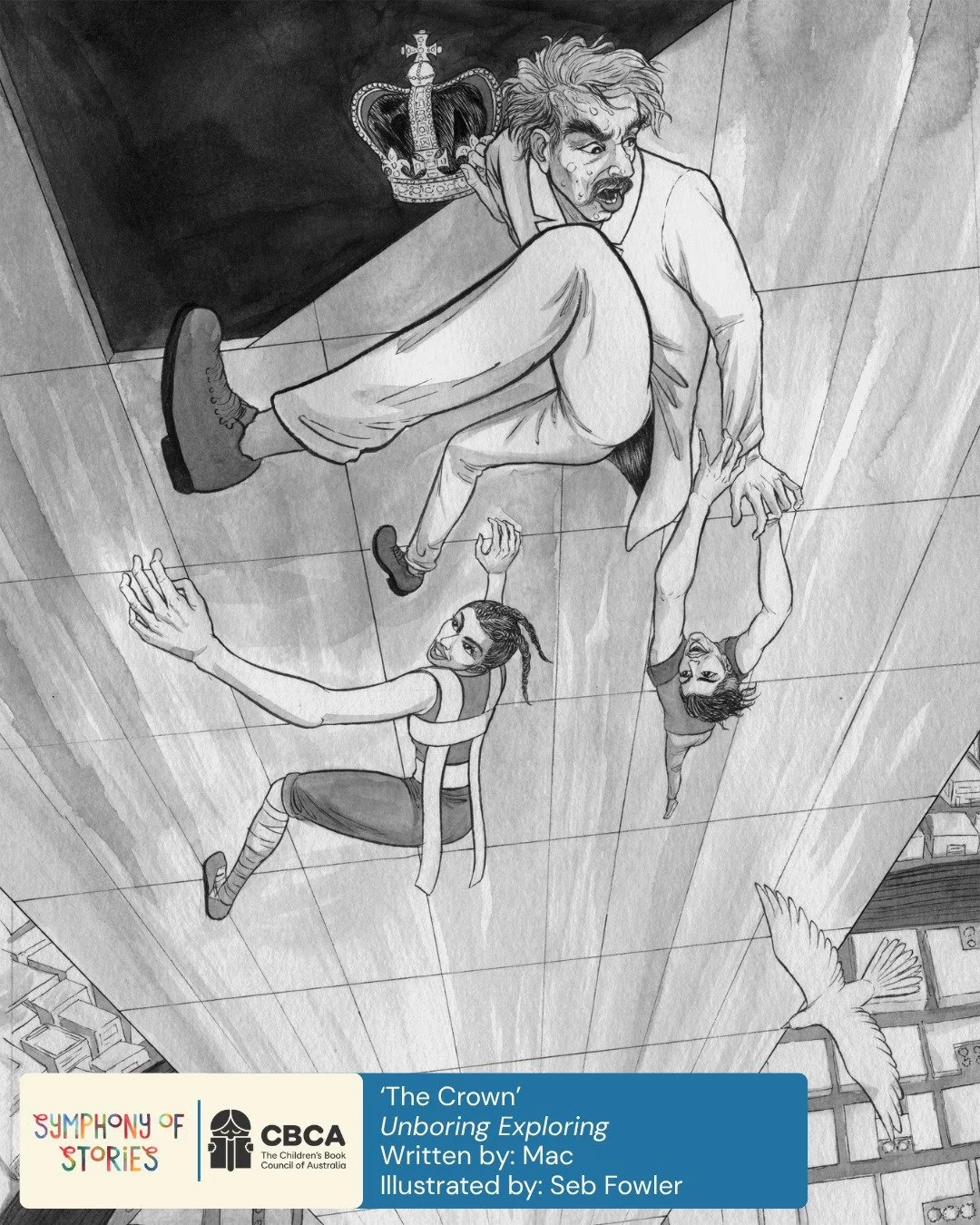 Wrapping up our look back at Early Harvest stories for Book Week, let&rsquo;s explore &lsquo;The Crown&rsquo;, written by Mac and illustrated by Seb Fowler @sebfowler, from Unboring Exploring:

Superheroes Horsel and Rough always fight for the truth.