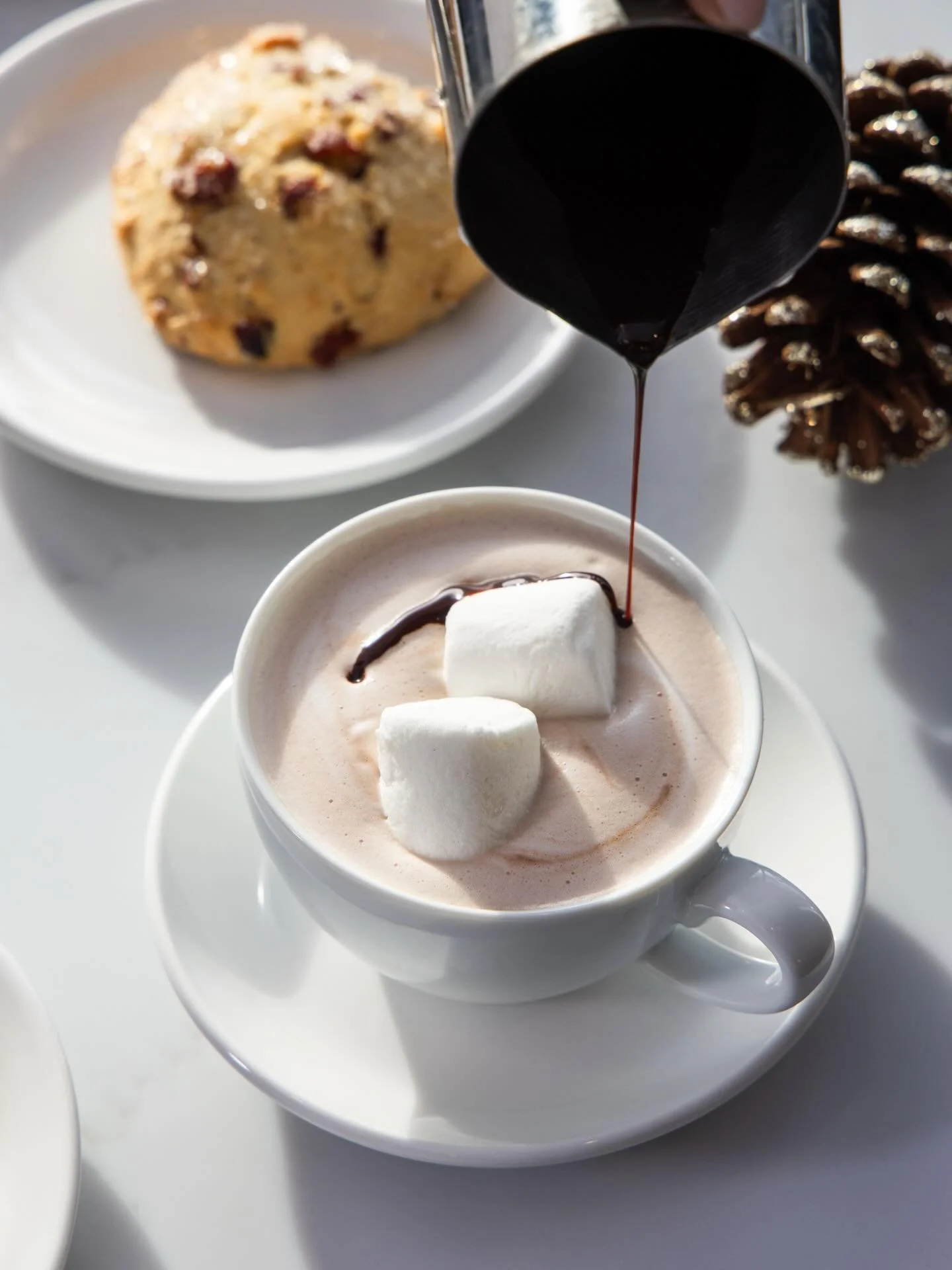 Home for the holidays means cozying up and catching up over hot cocoa.