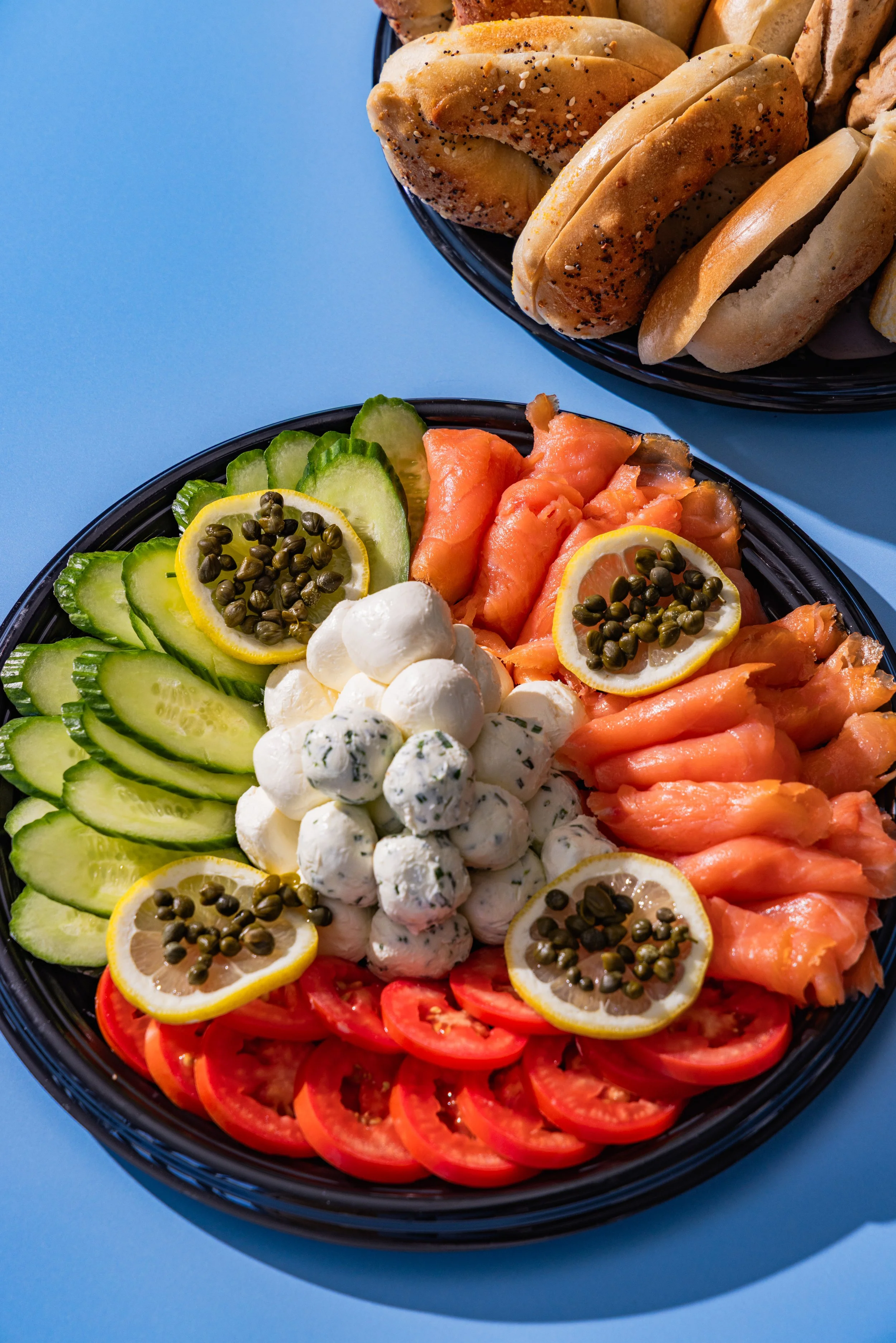 A lox, cucumber and cream cheese platter
