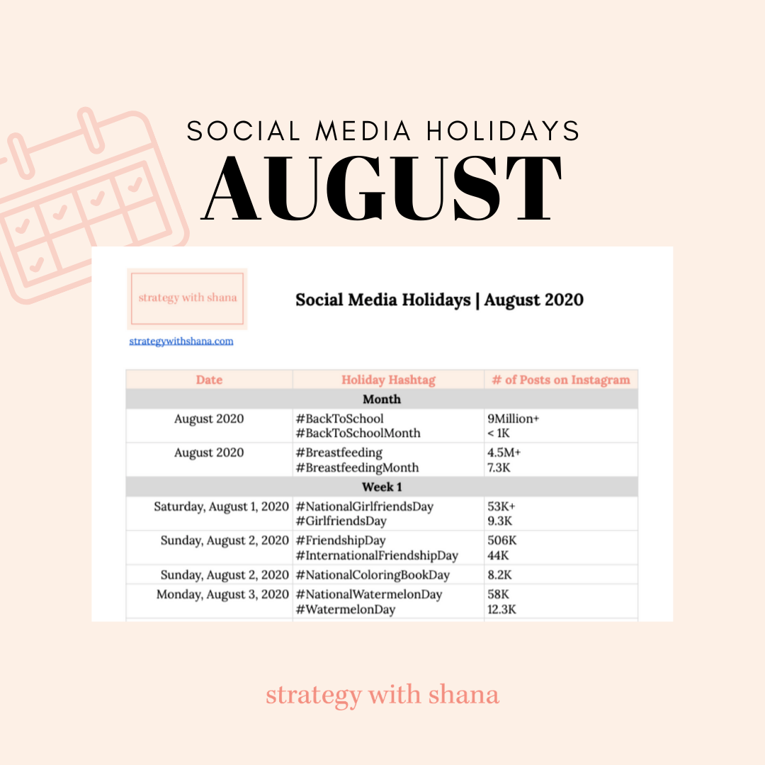 Social Media Holidays: Calendar for August 2020