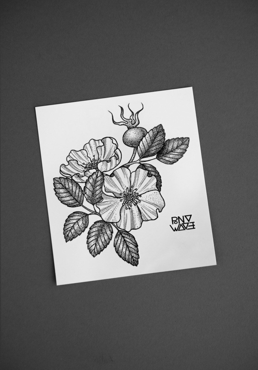 "Dog Rose" temporary tattoo