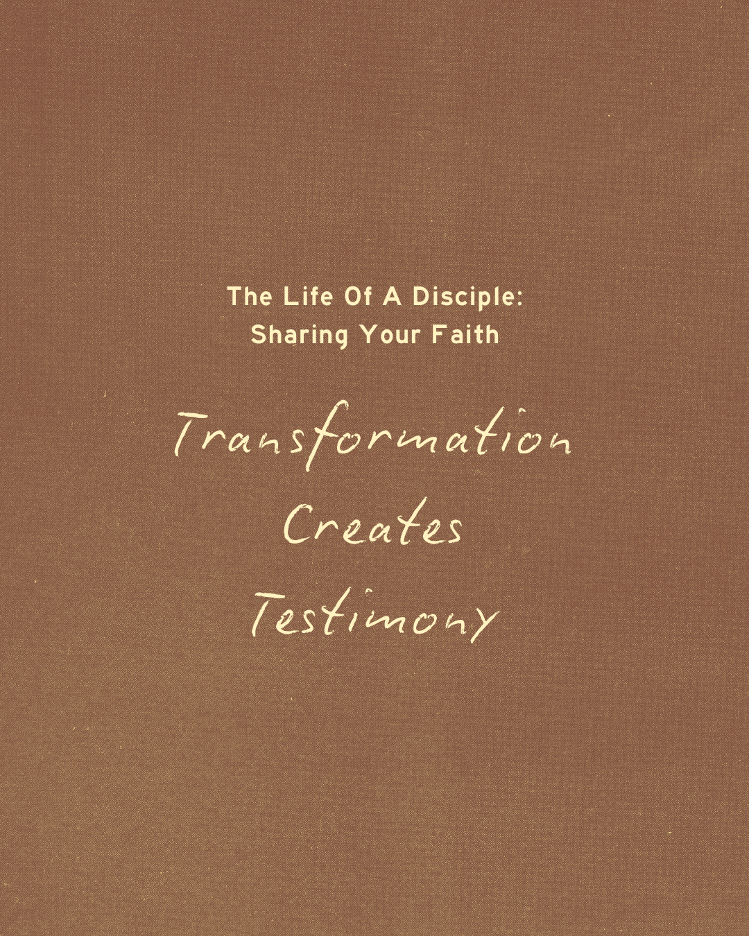 LOAD: Sharing Your Faith - Transformation Creates Testimony