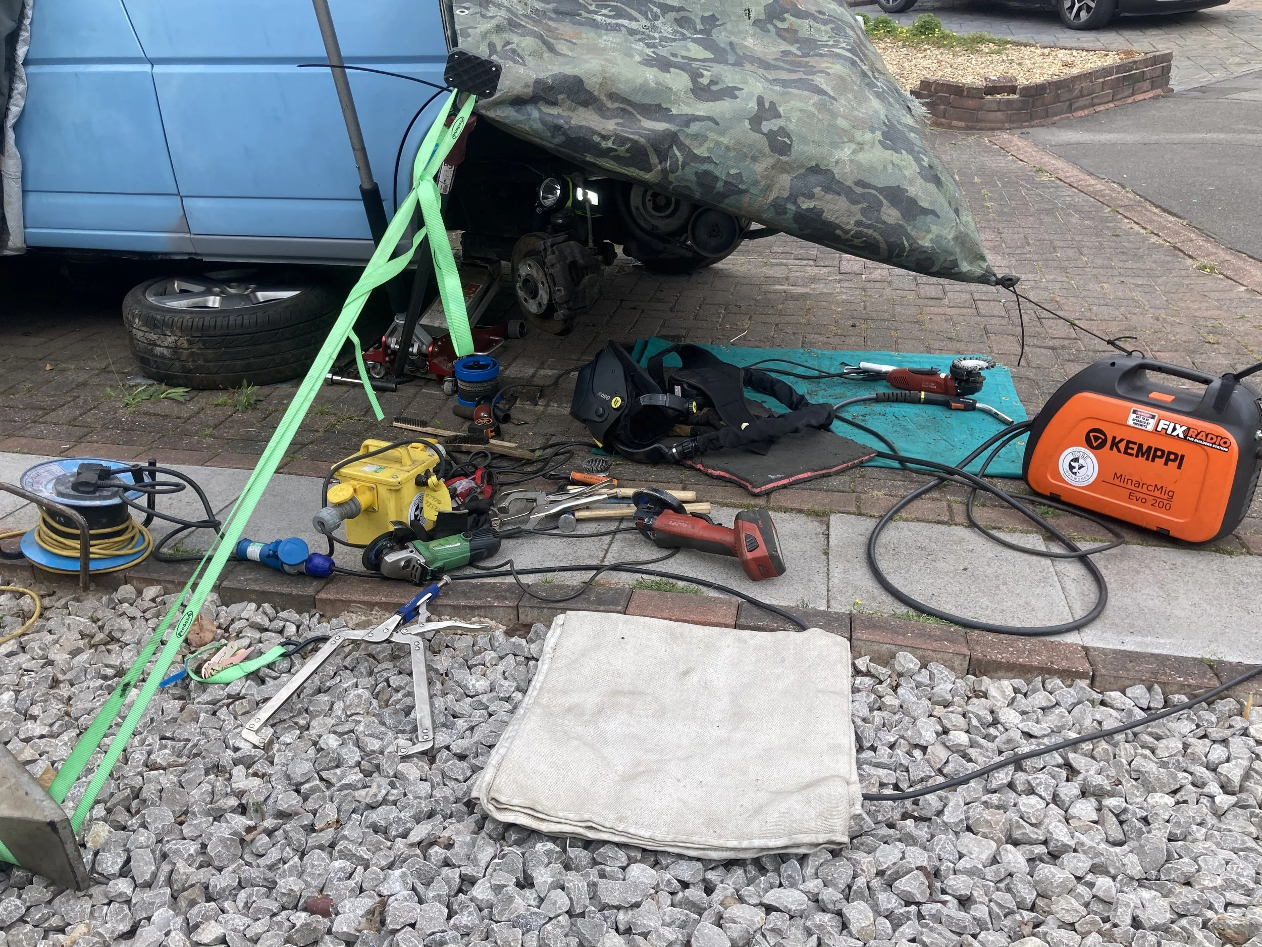 Mobile repairs on a VW T4 campervan