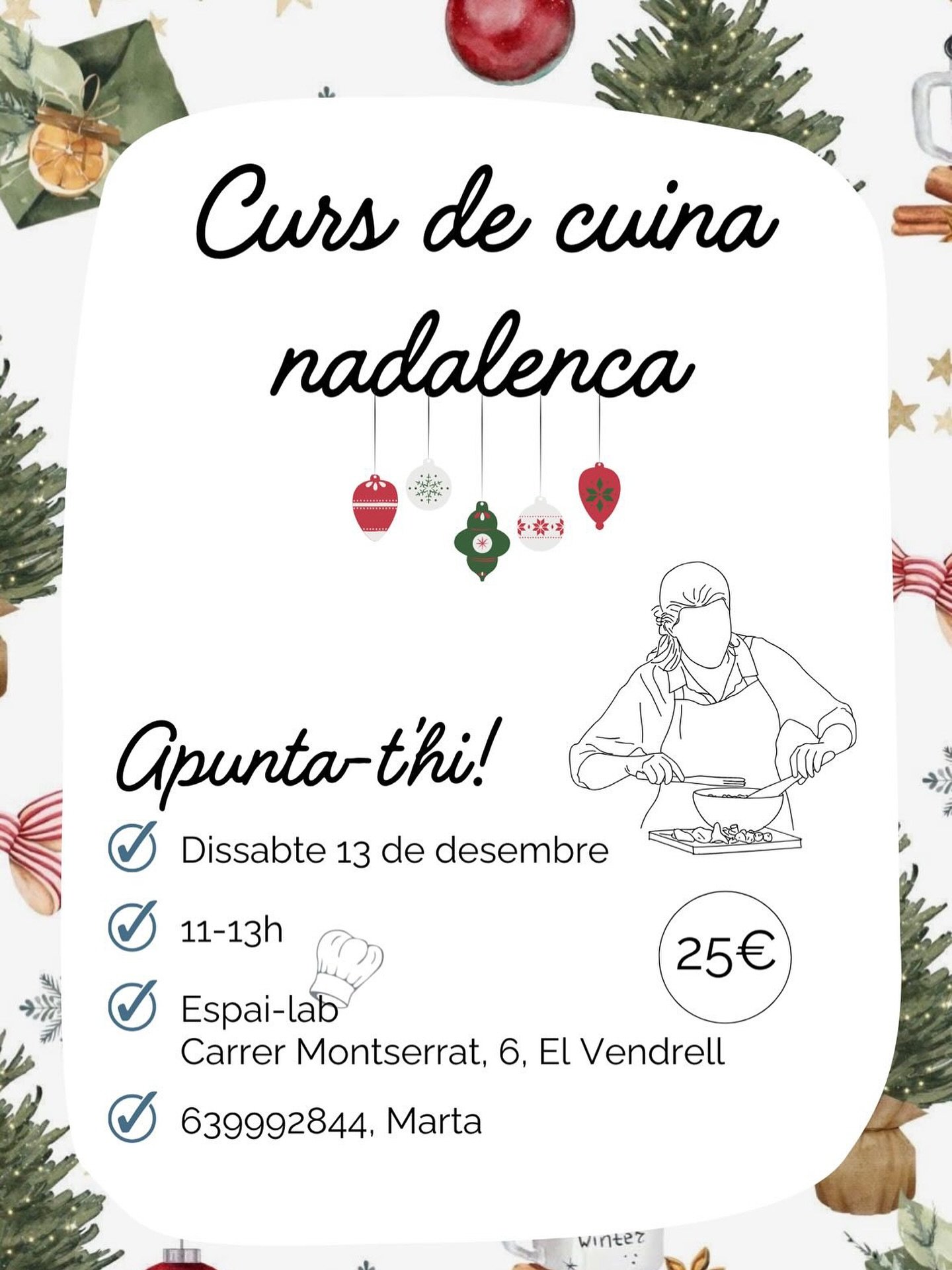 T&rsquo;agrada la cuina? 
Cerques inspiraci&oacute; per aquestes Festes? 
T&rsquo;oferim un taller de cuina Nadalenca, on aprendr&agrave;s a fer plats senzills que enamorin. 

Marta de @recetas5sentidos ens compartir&agrave; idees f&agrave;cils per e
