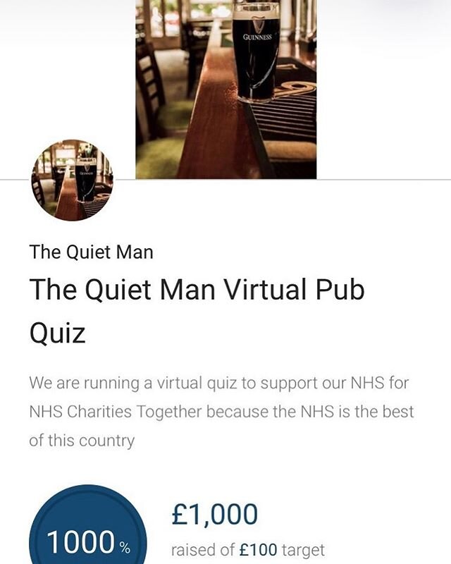 &pound;1000 raised for the NHS from our Quiz 🥳💙
Thank you so much for all the fun and contributions,we will have another set of rounds in June.💚✌🏼