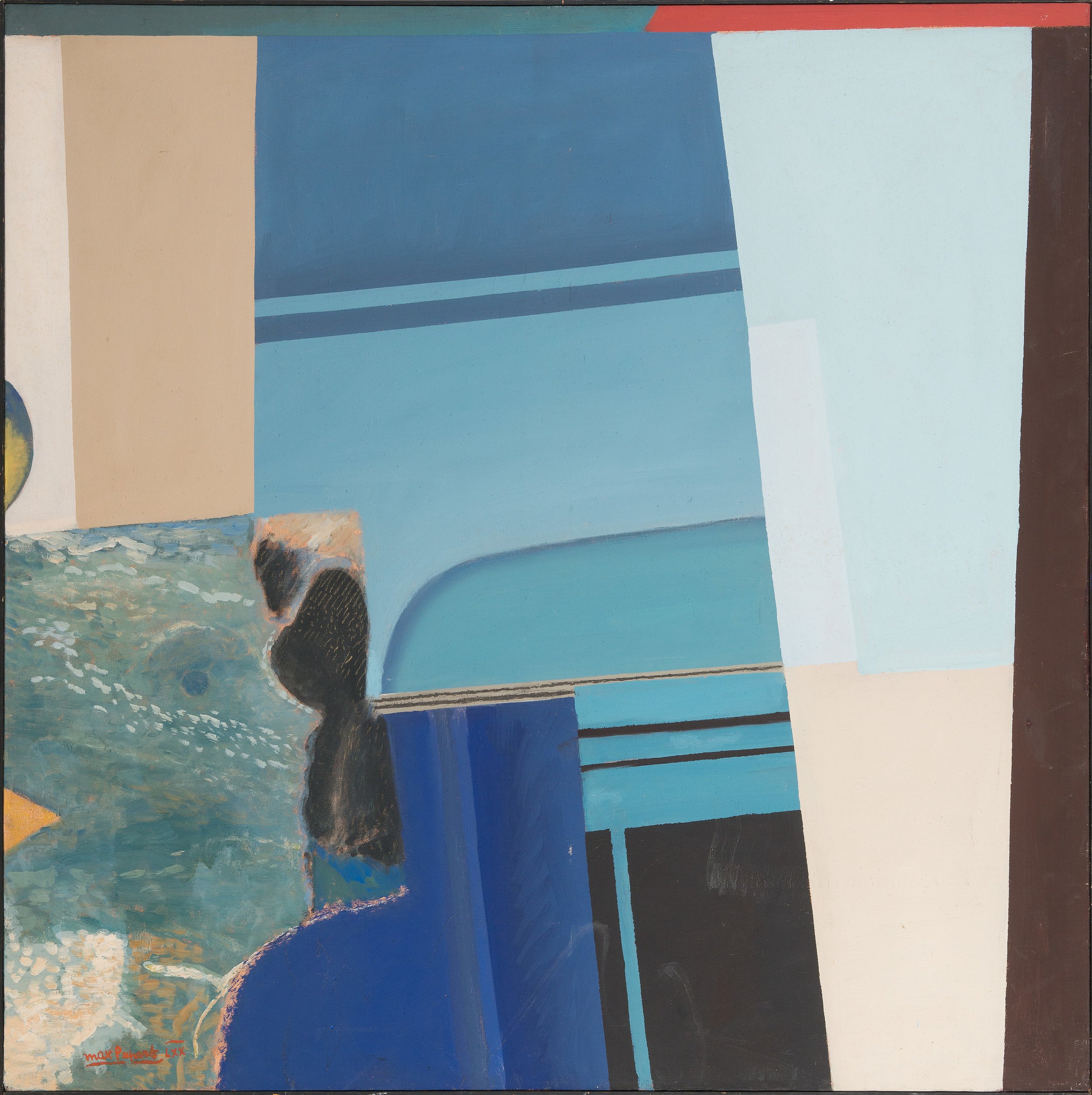 Max Papart, Southampton, 1970. Origianl abstrac oil on canvas painting for sale.