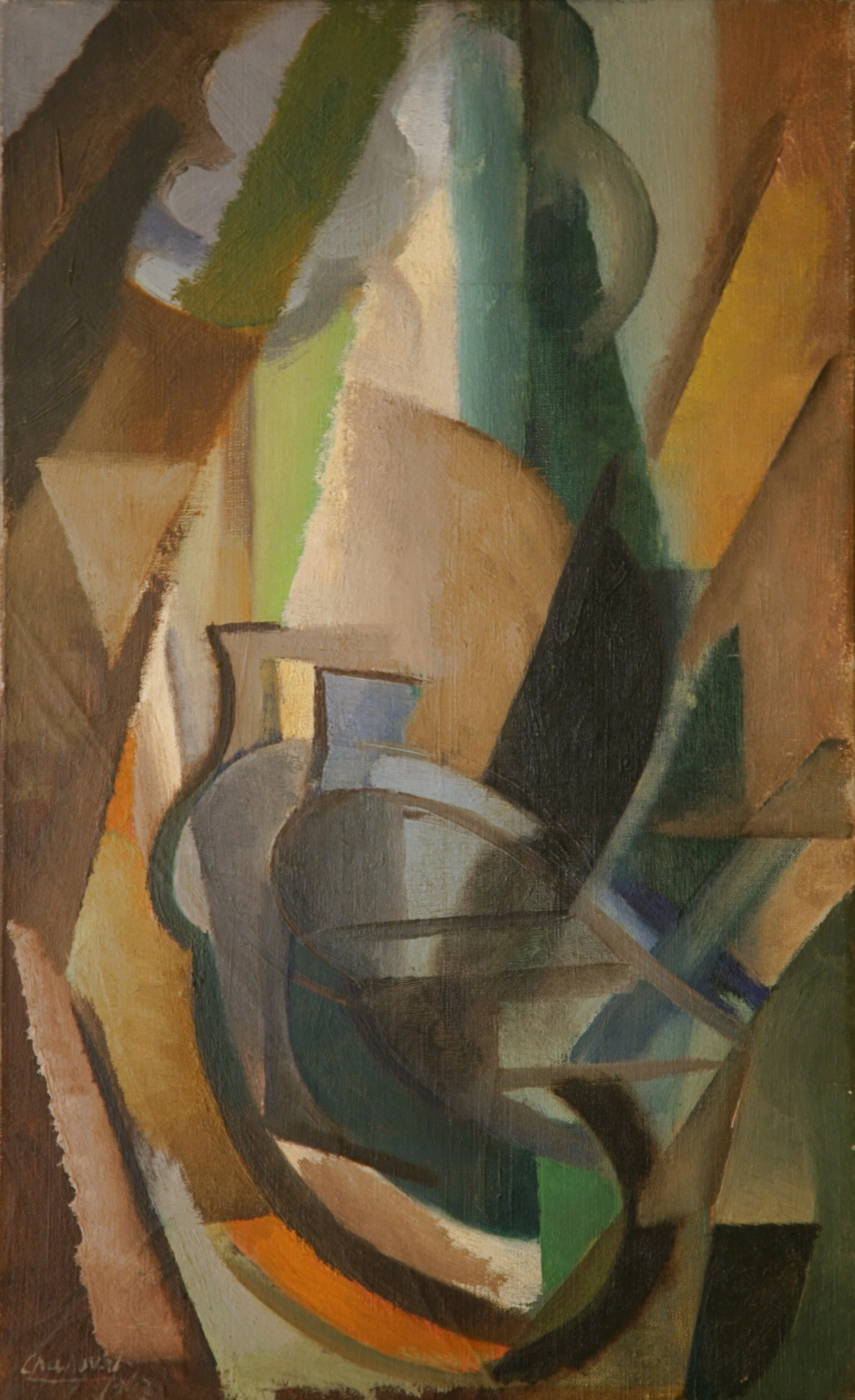 Youla Chapoval, Composition, 1947. Original abstract oil painting by Youla Chapoval
