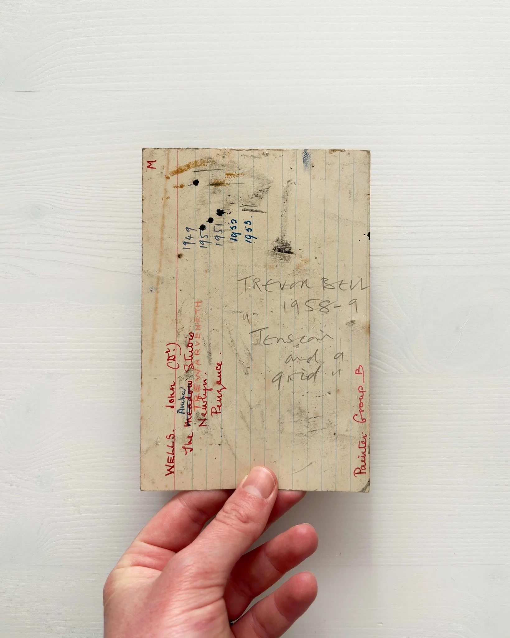Cataloguing some stunning new Trevor Bell pieces and this one in particular caught my eye for the various incriptions on the verso. It is an early work from 1958-1959, around the time Bell had his first solo show at Waddington Galleries, in the catal
