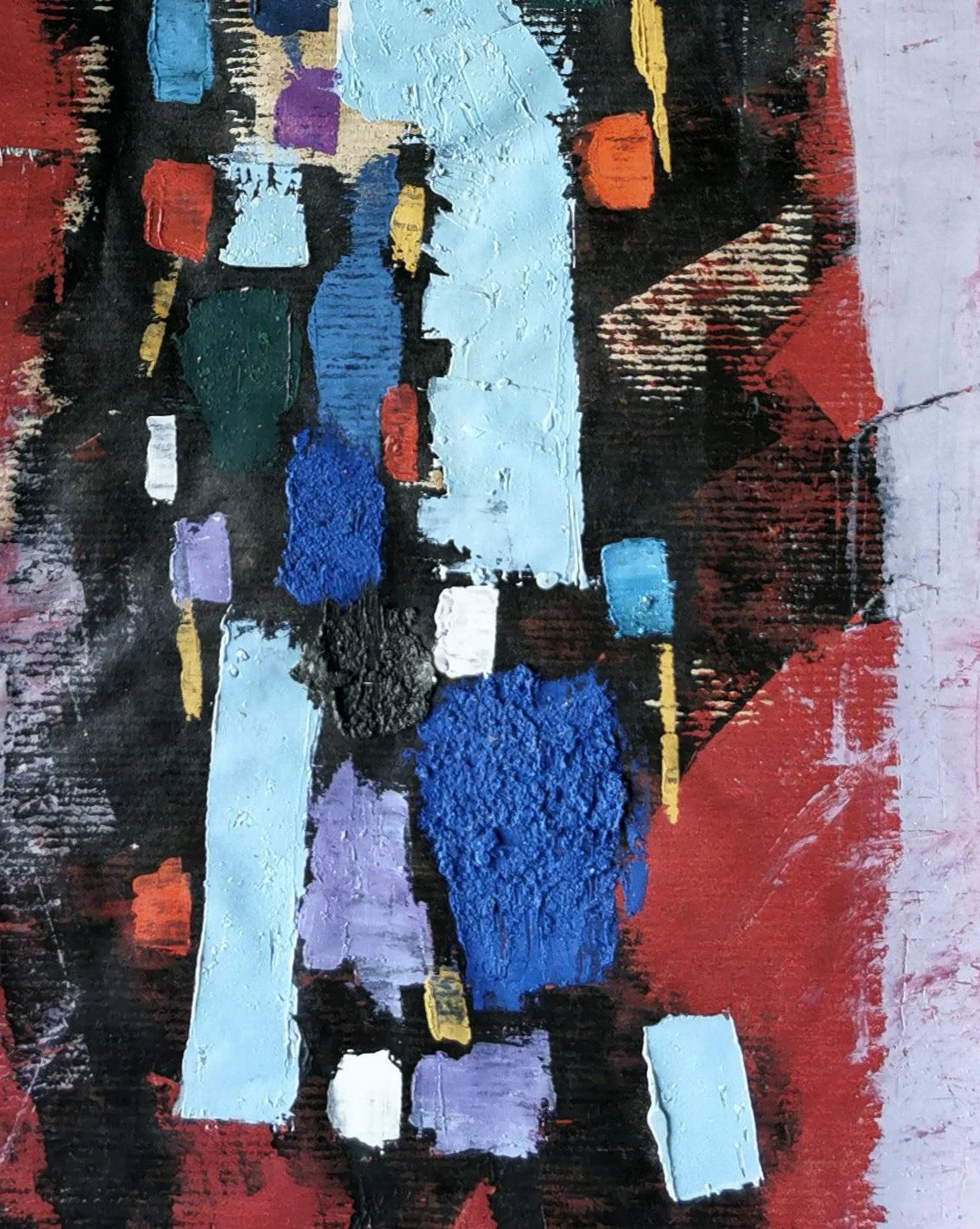 Alexandre Orloff, Composition, 1961. Original abstract oil painting on paper.