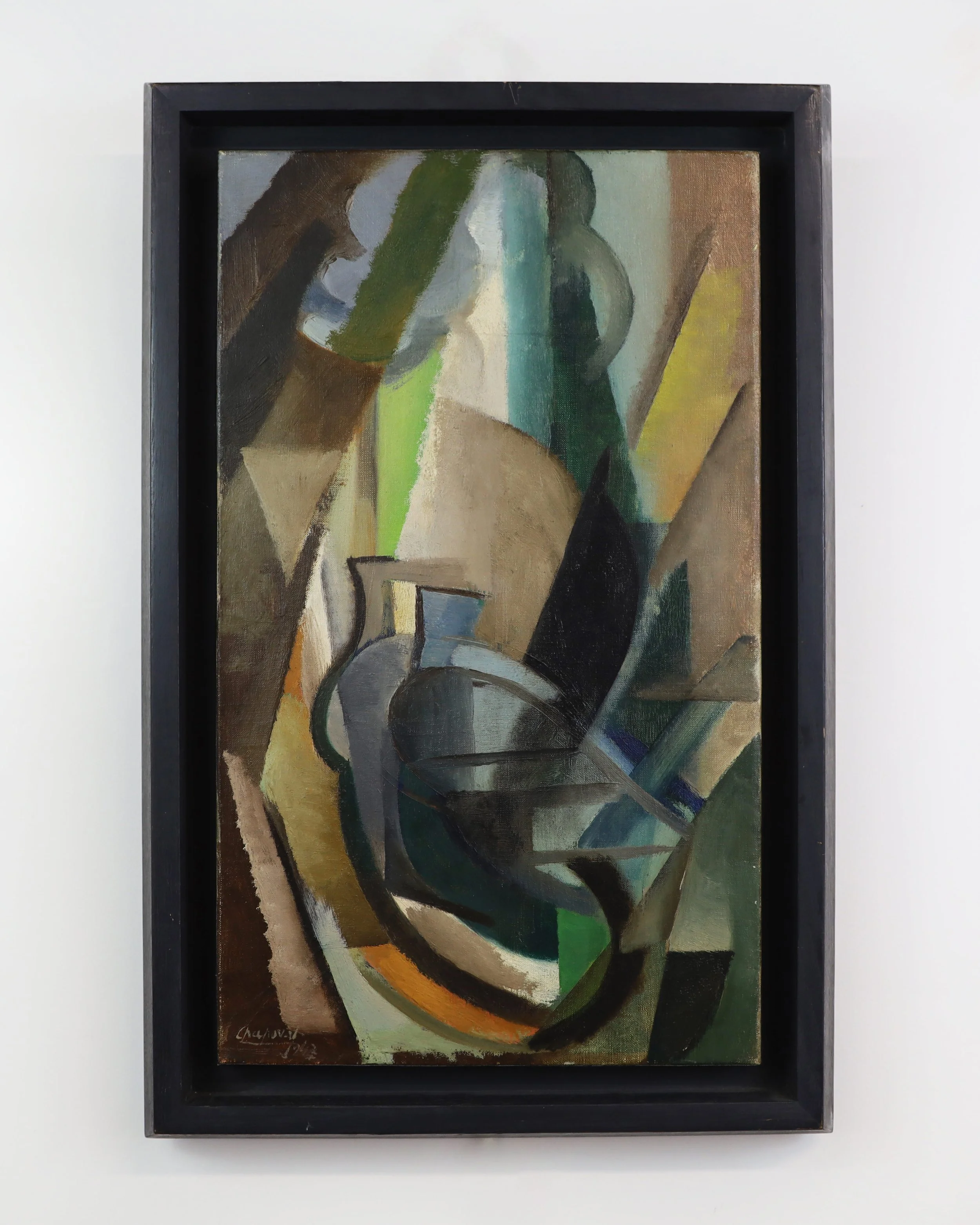 Youla Chapoval, Composition, 1947. Original abstract oil painting by Youla Chapoval
