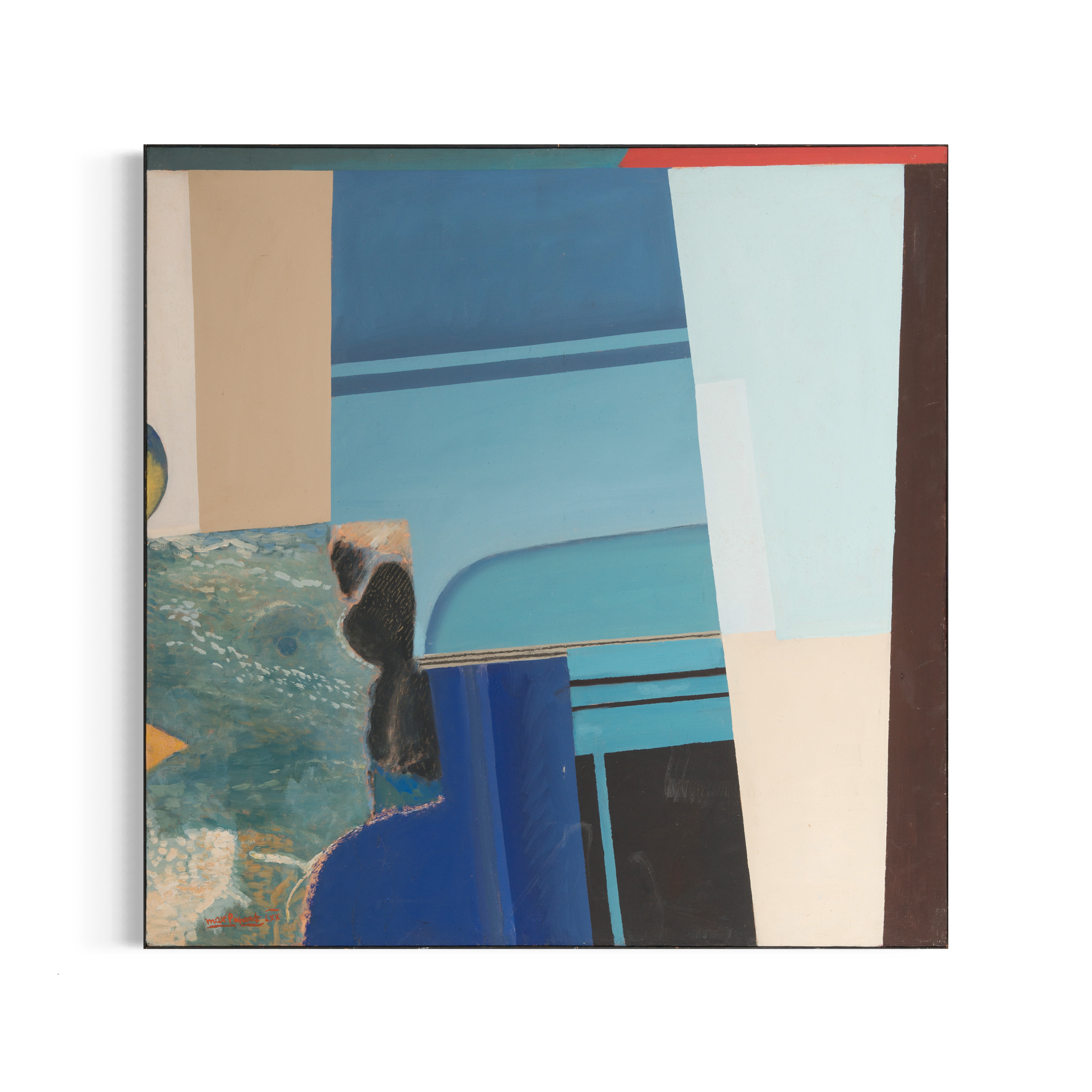 Max Papart, Southampton, 1970. Origianl abstrac oil on canvas painting for sale.